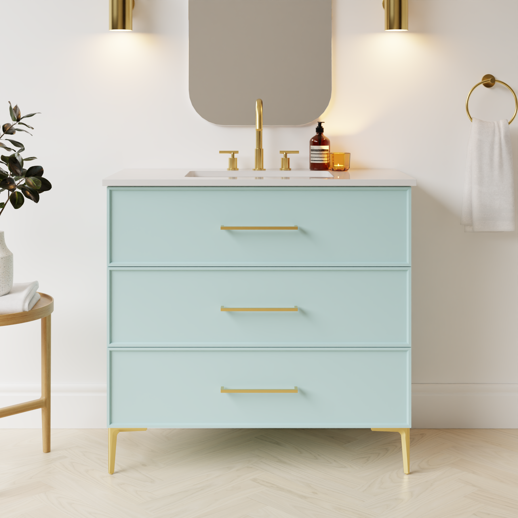 duck egg blue satin paint vanity