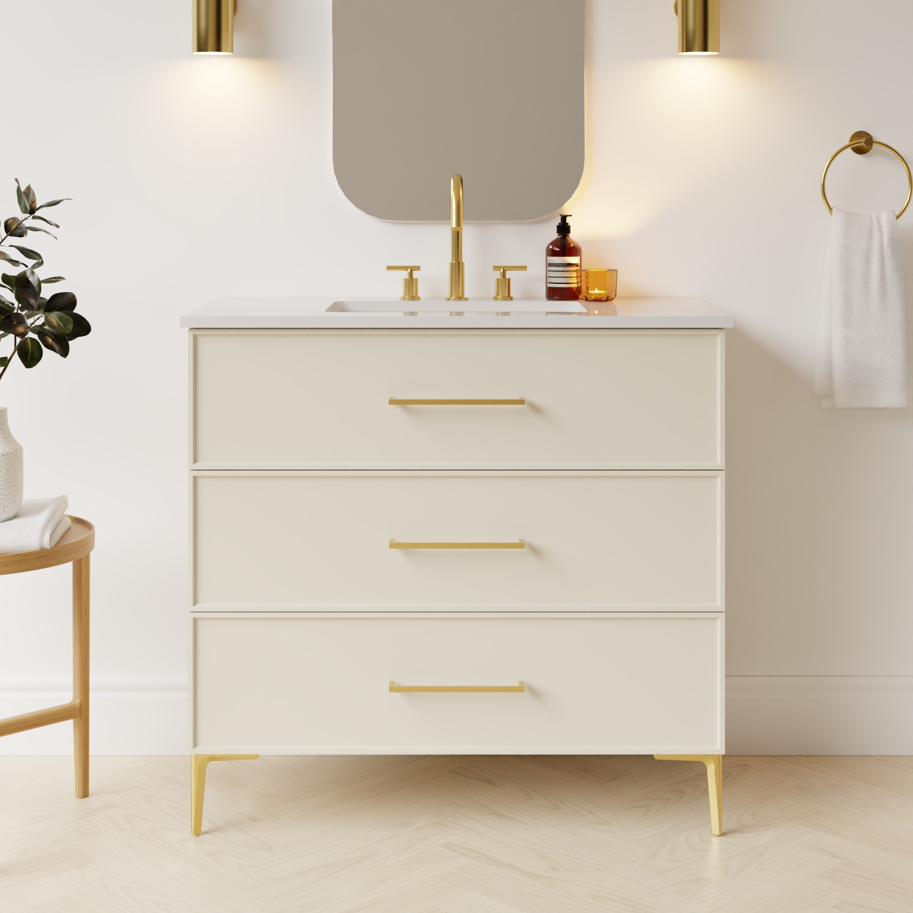 grey beige satin paint vanity