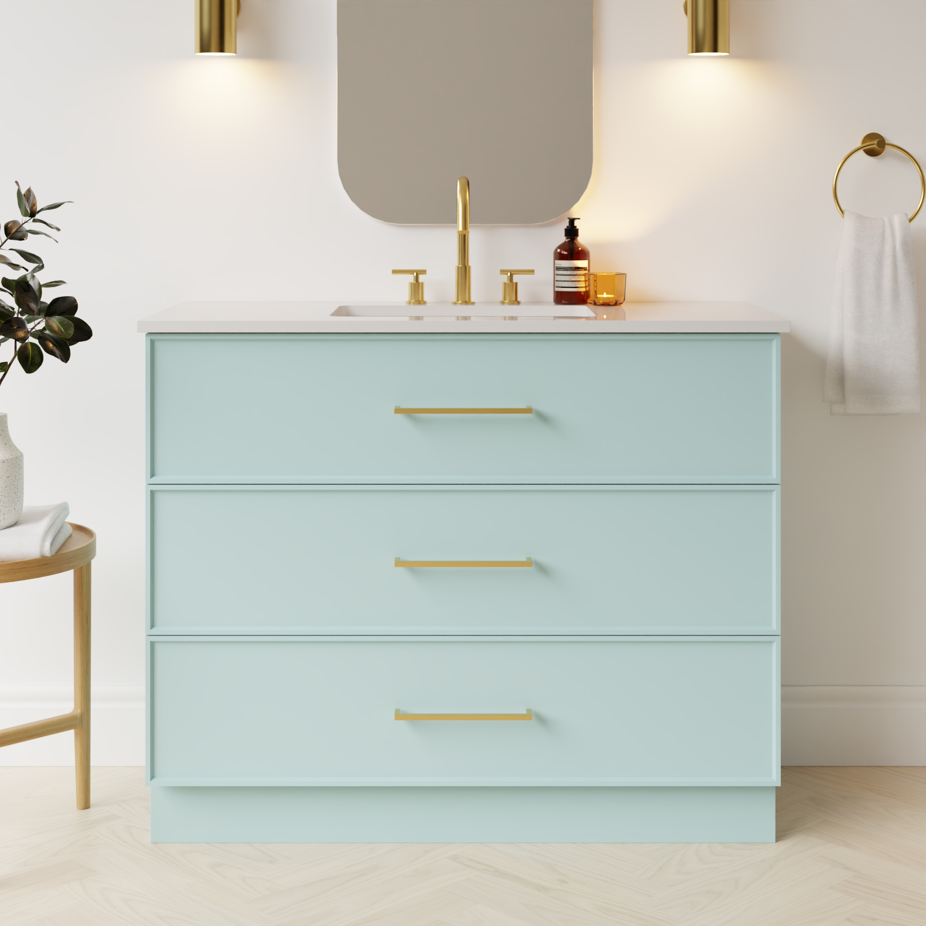 duck egg blue satin paint vanity