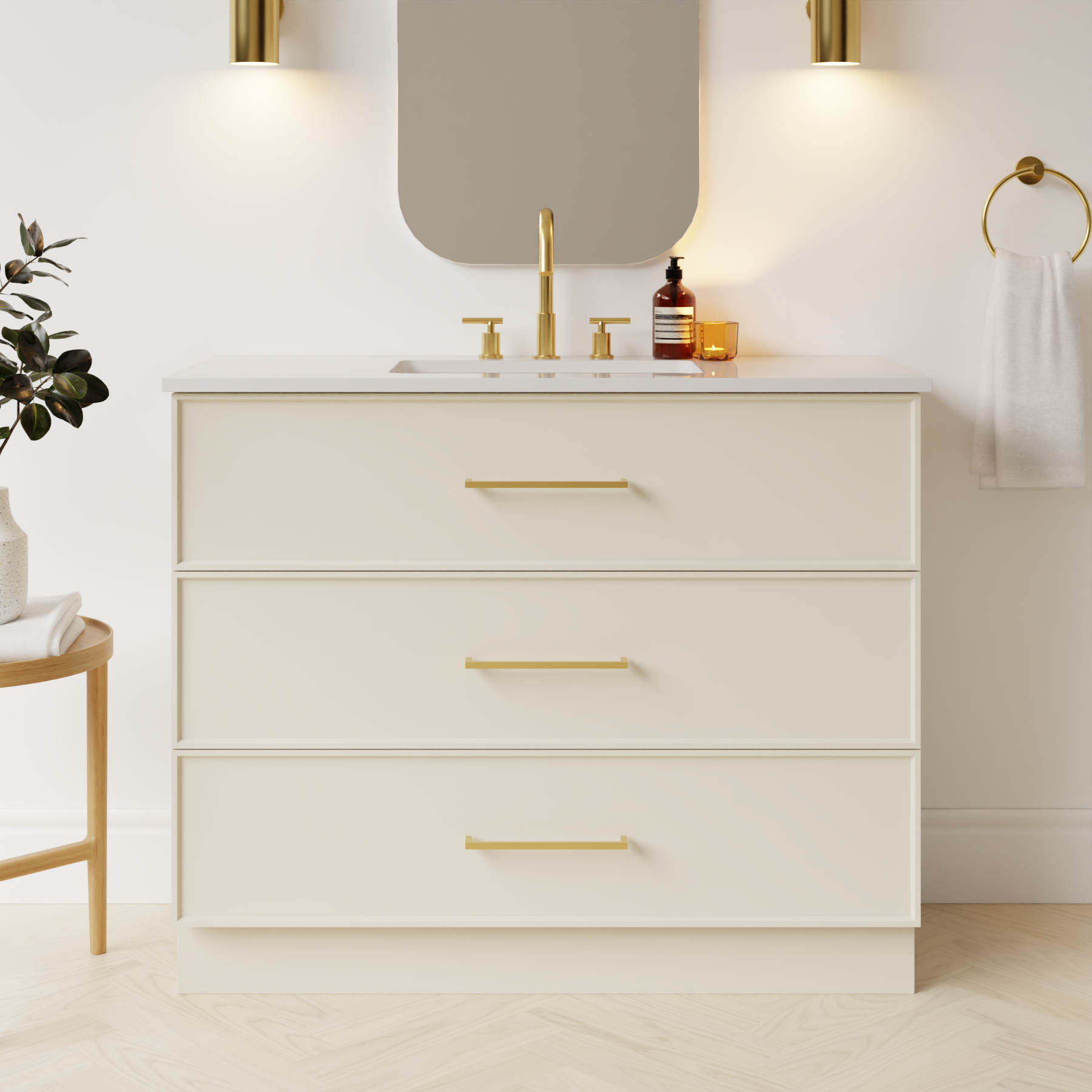 grey beige satin paint vanity