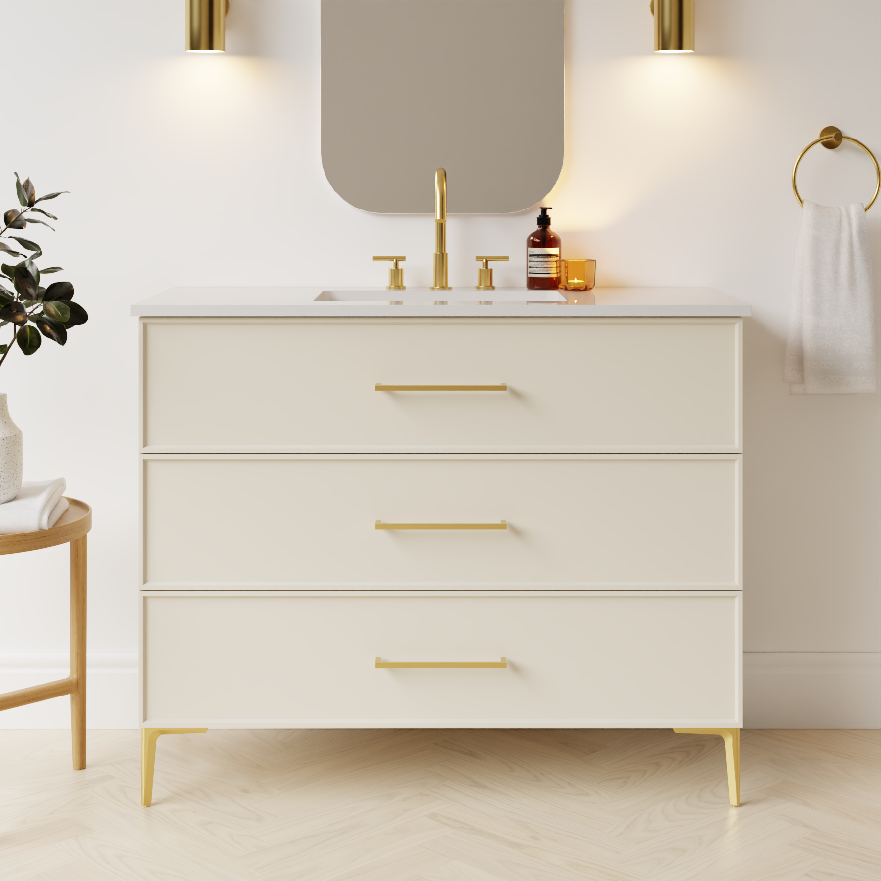 grey beige satin paint vanity