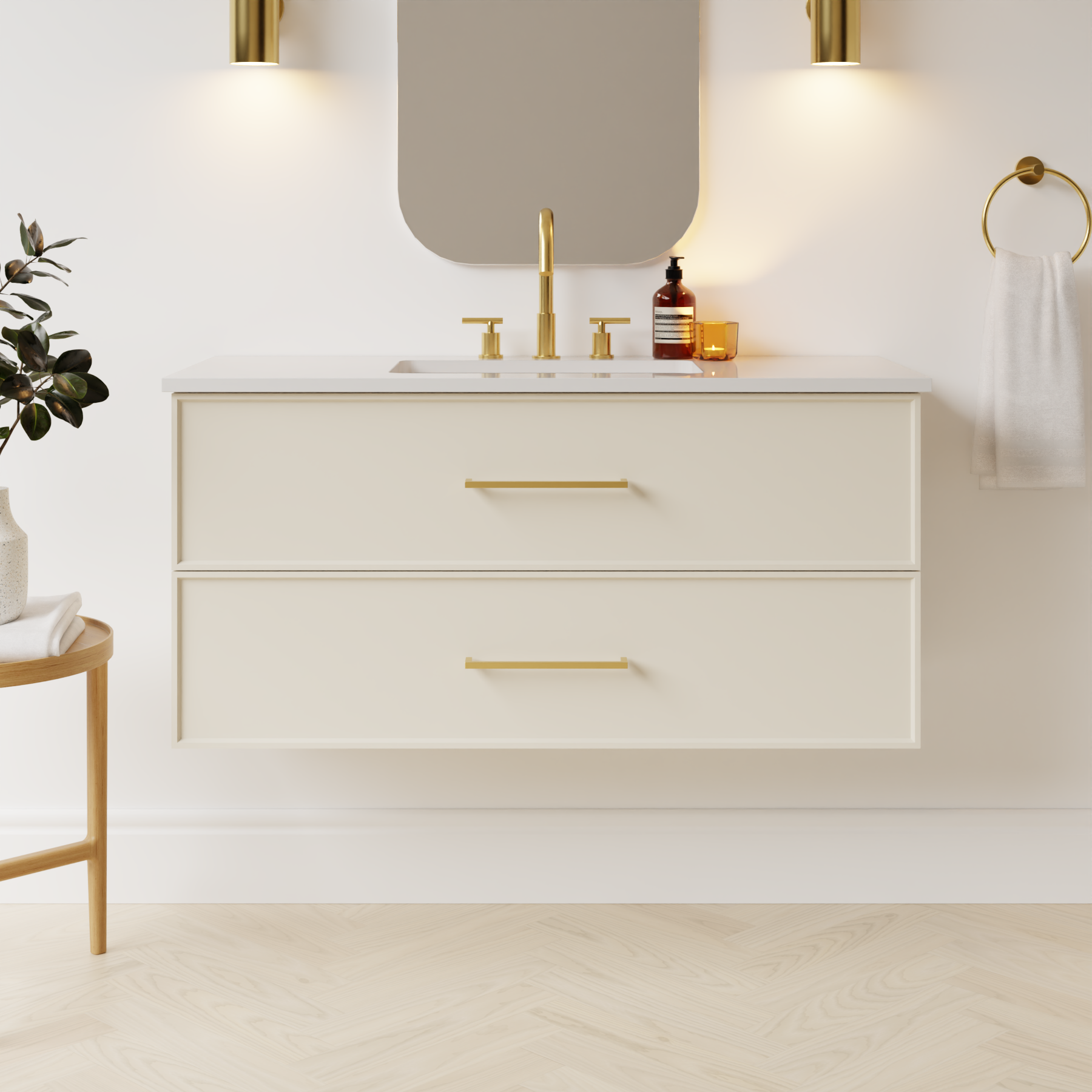 grey beige satin paint vanity