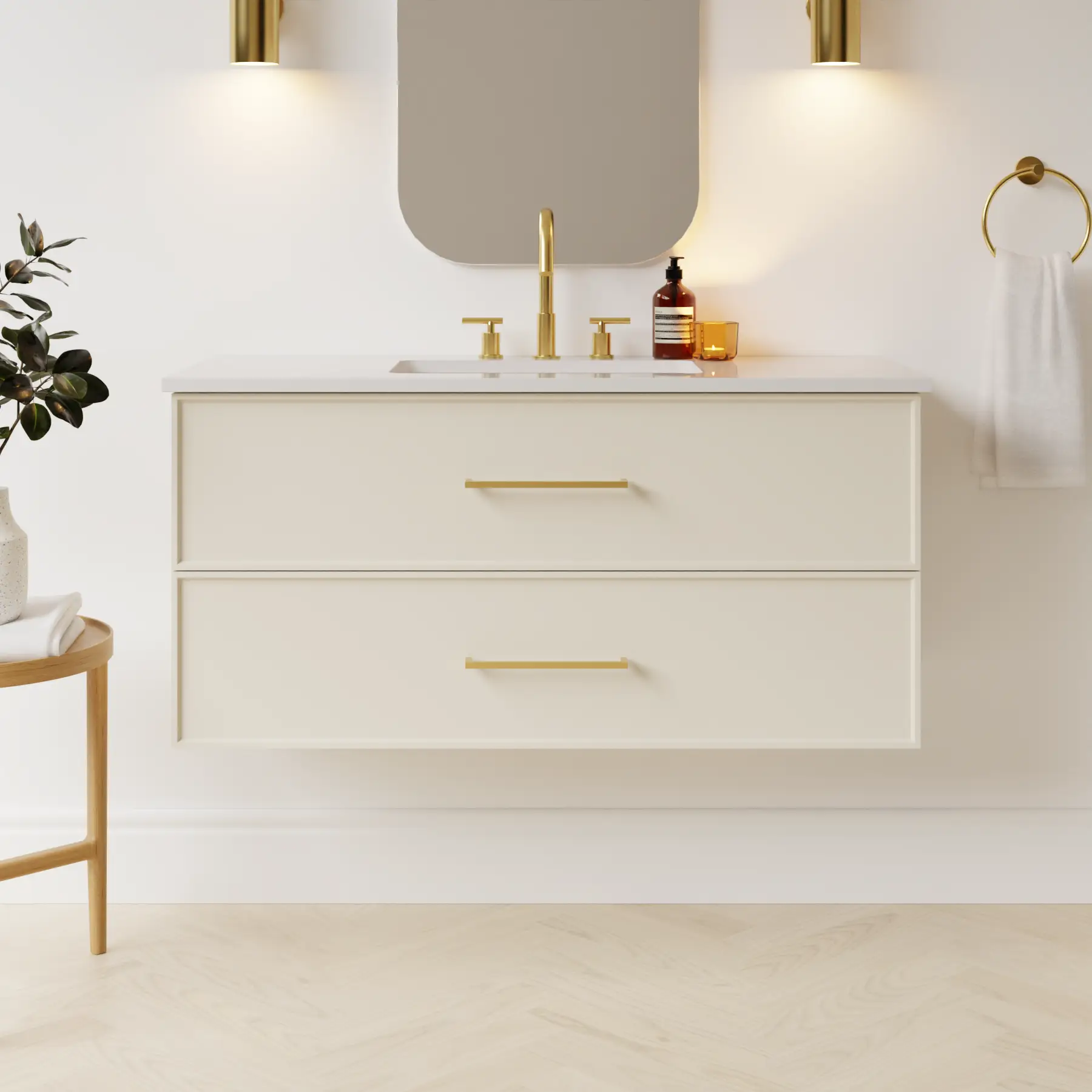 grey beige satin paint vanity