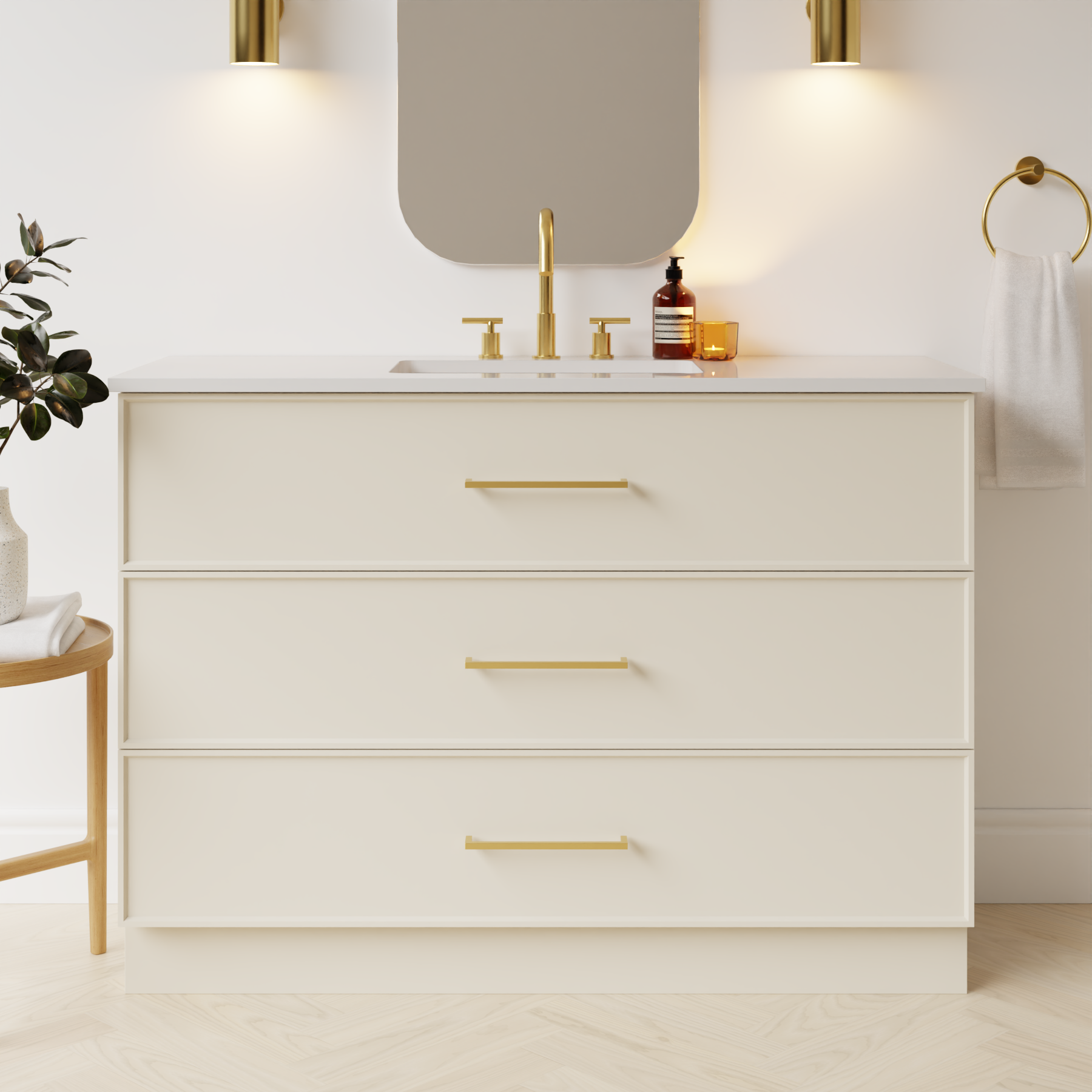 grey beige satin paint vanity
