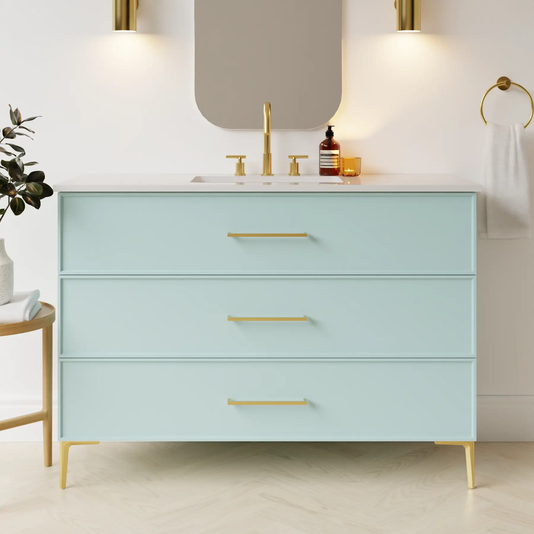 duck egg blue satin paint vanity