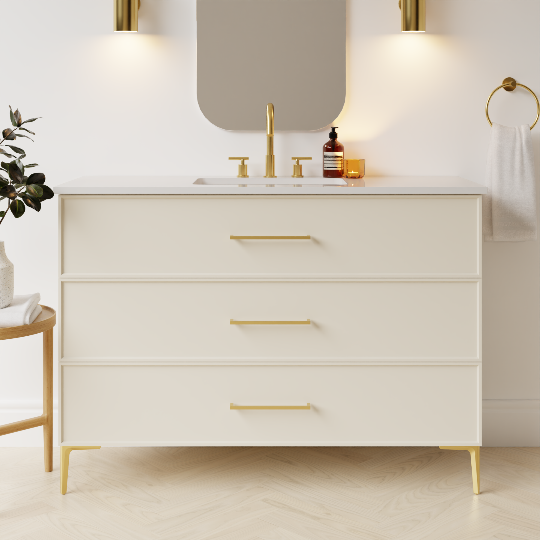 grey beige satin paint vanity
