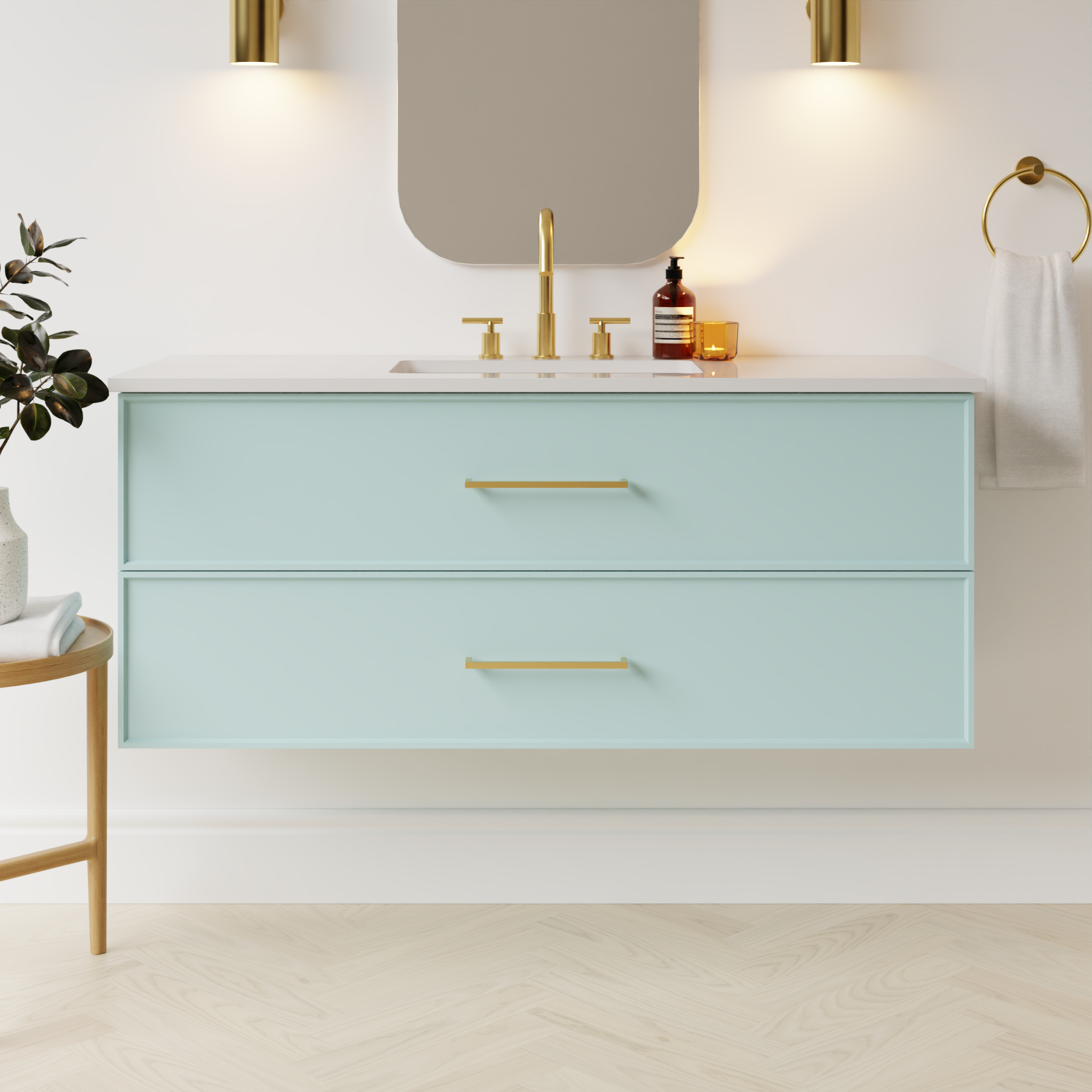duck egg blue satin paint vanity
