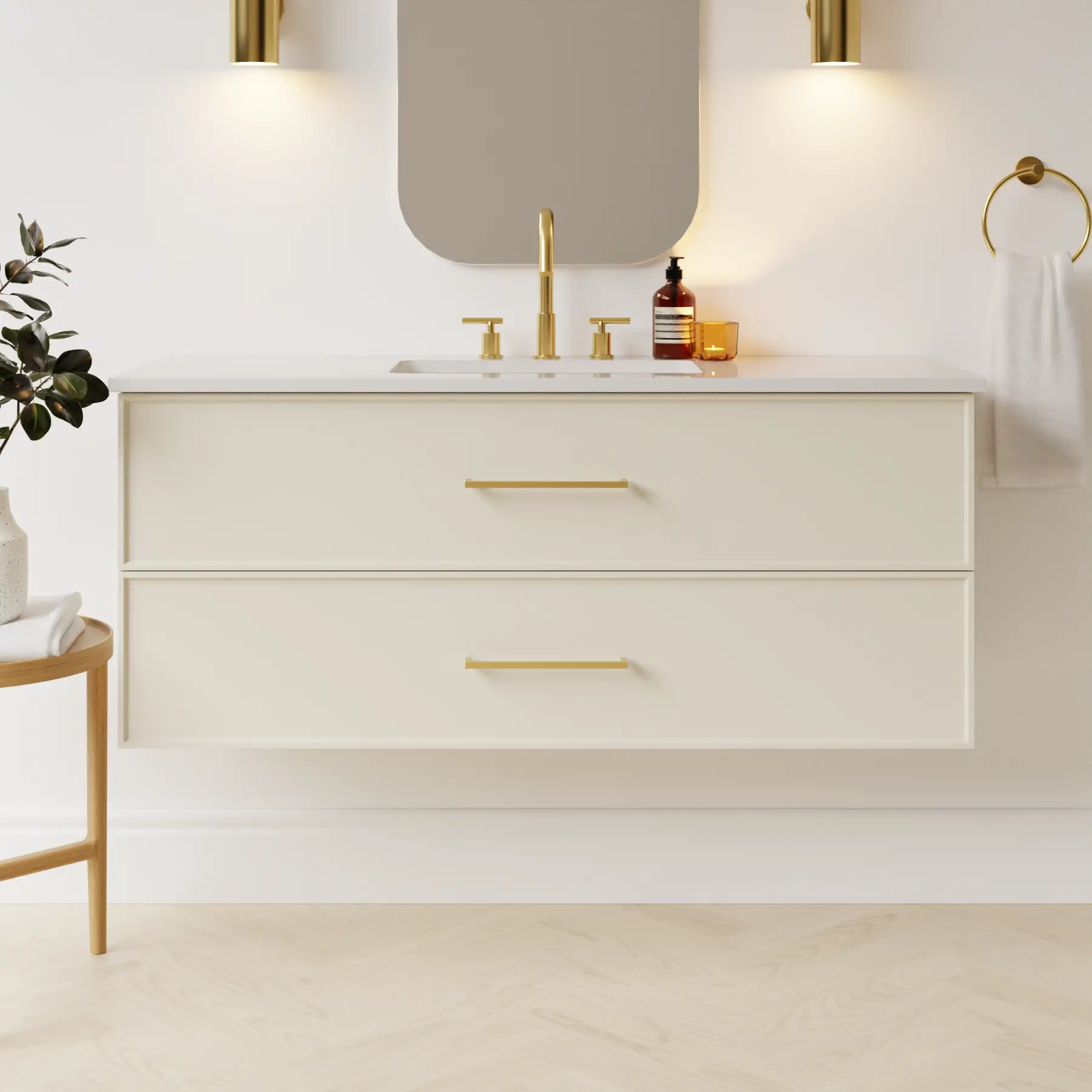 grey beige satin paint vanity