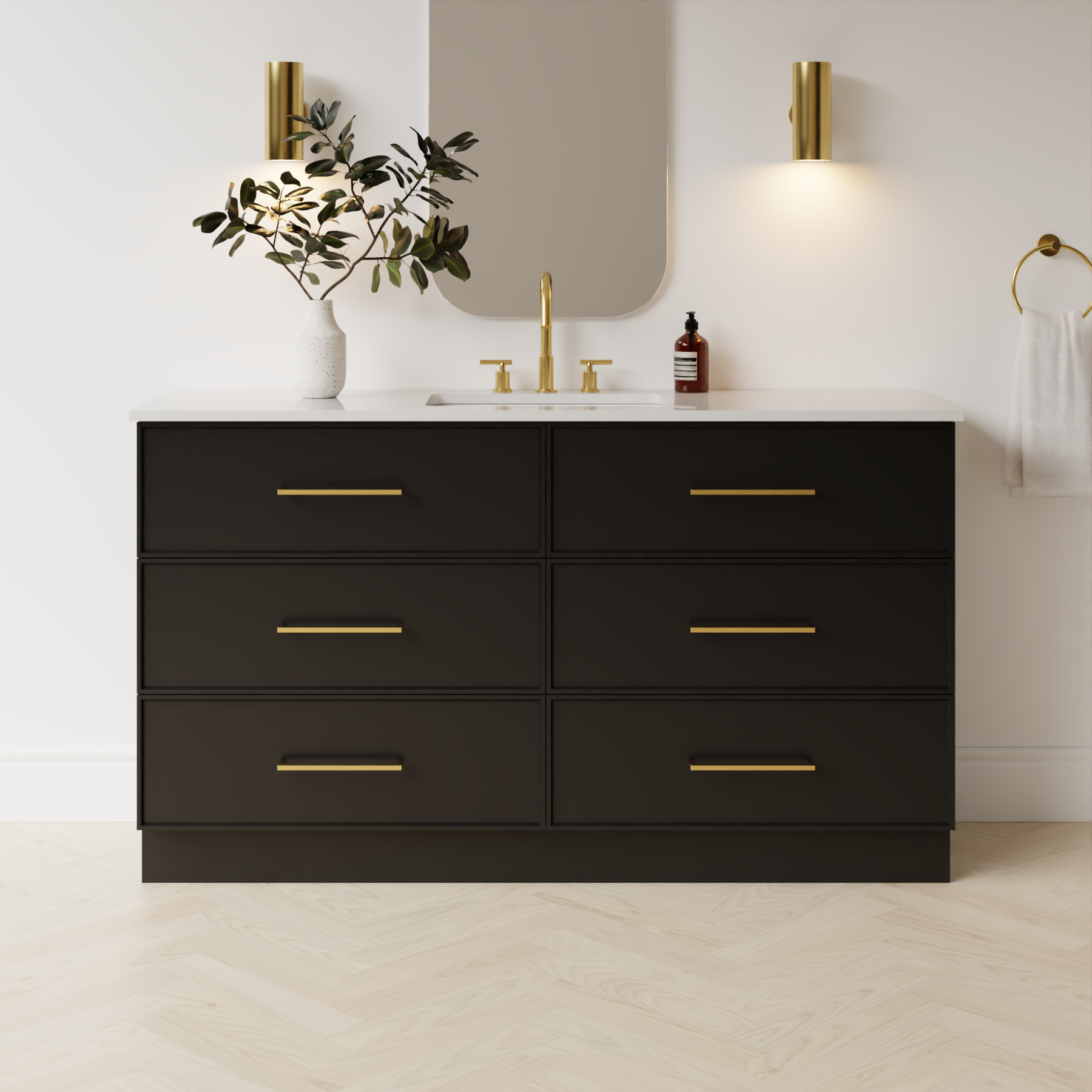 black satin paint vanity