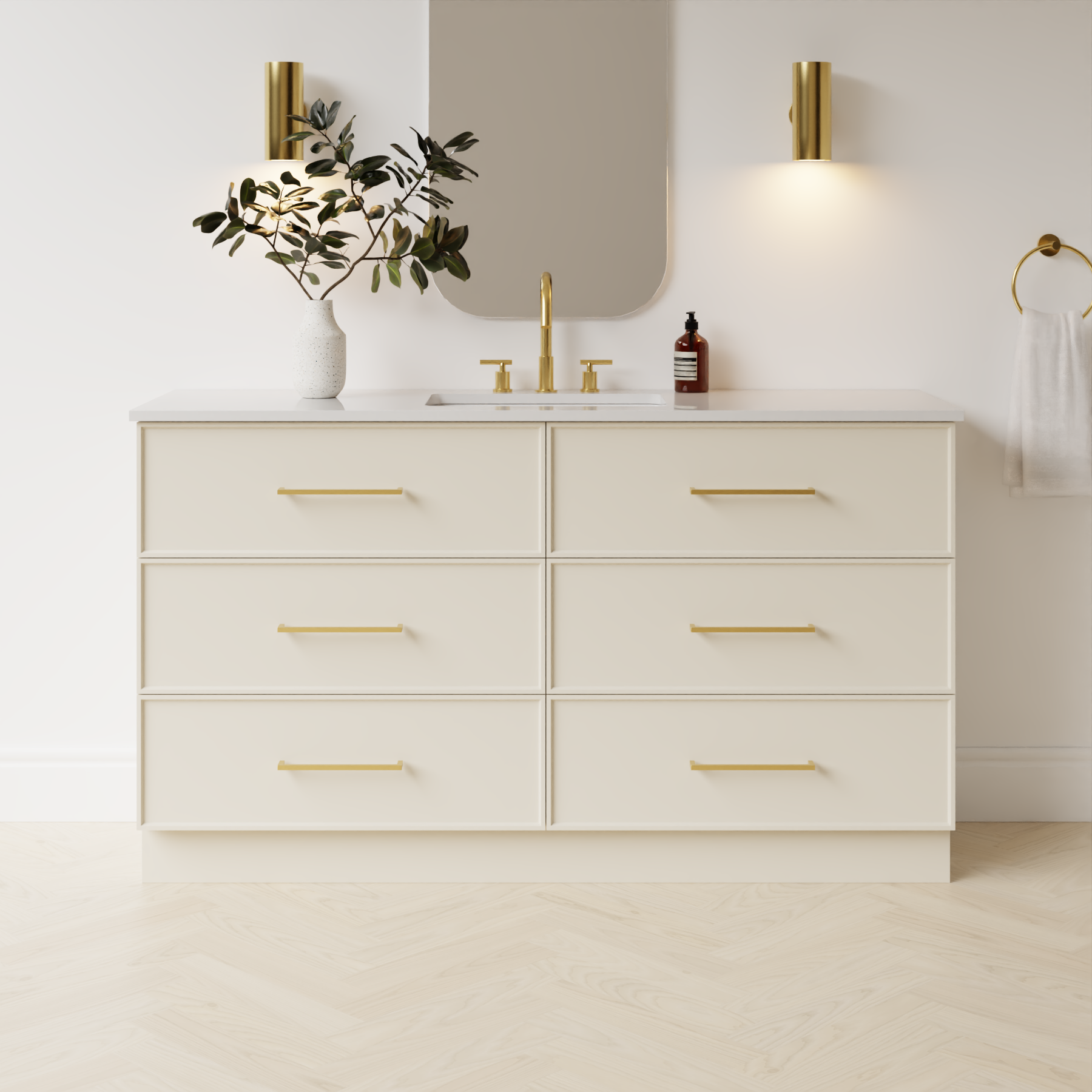 grey beige satin paint vanity