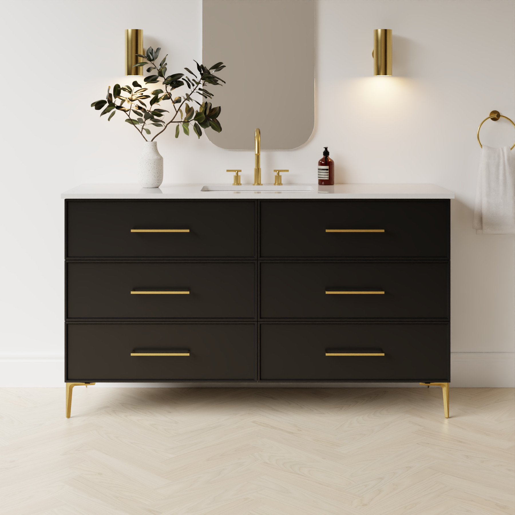 black satin paint vanity