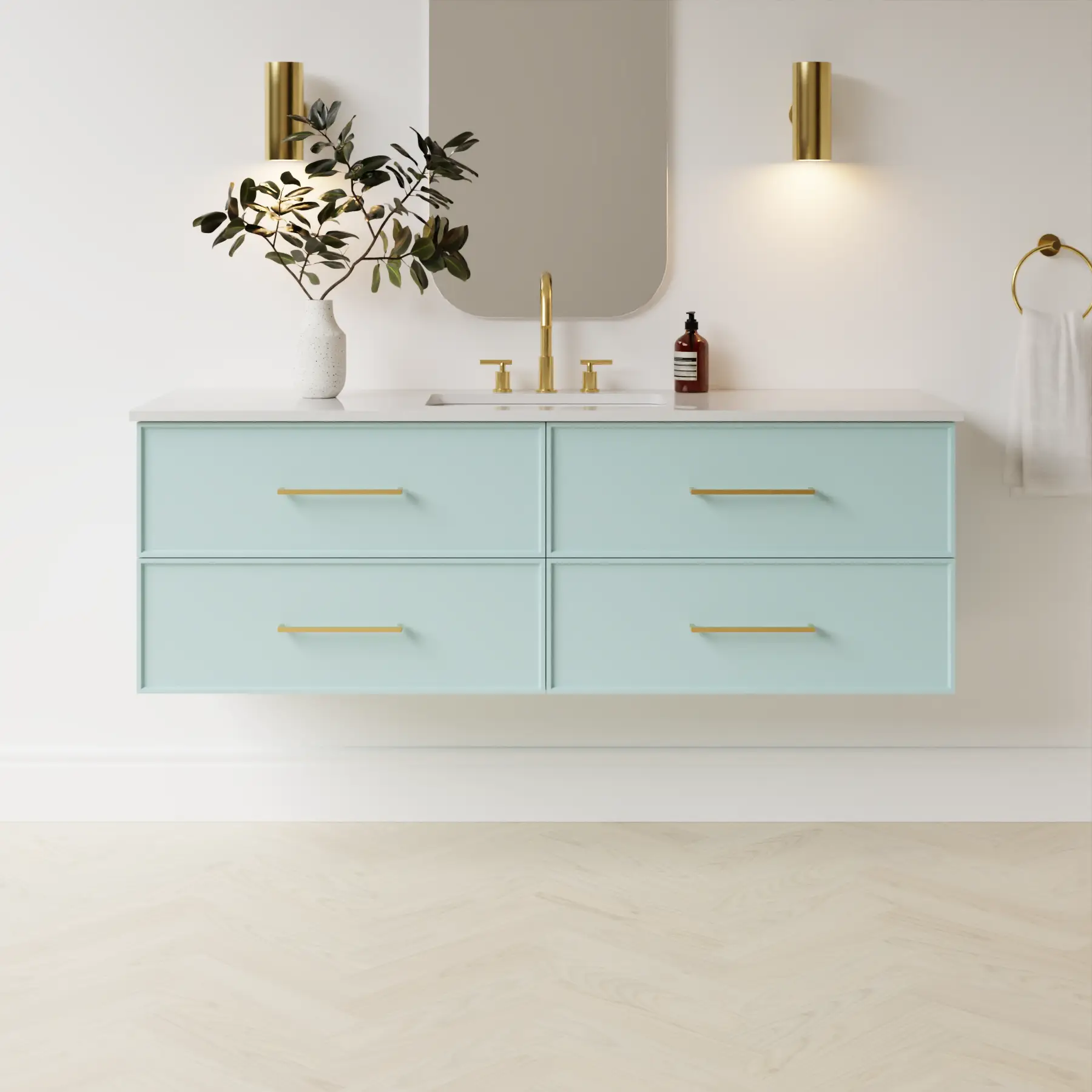 duck egg blue satin paint vanity
