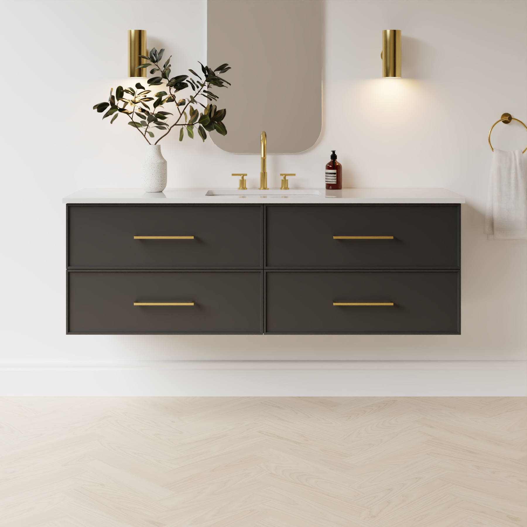 dark grey satin paint vanity