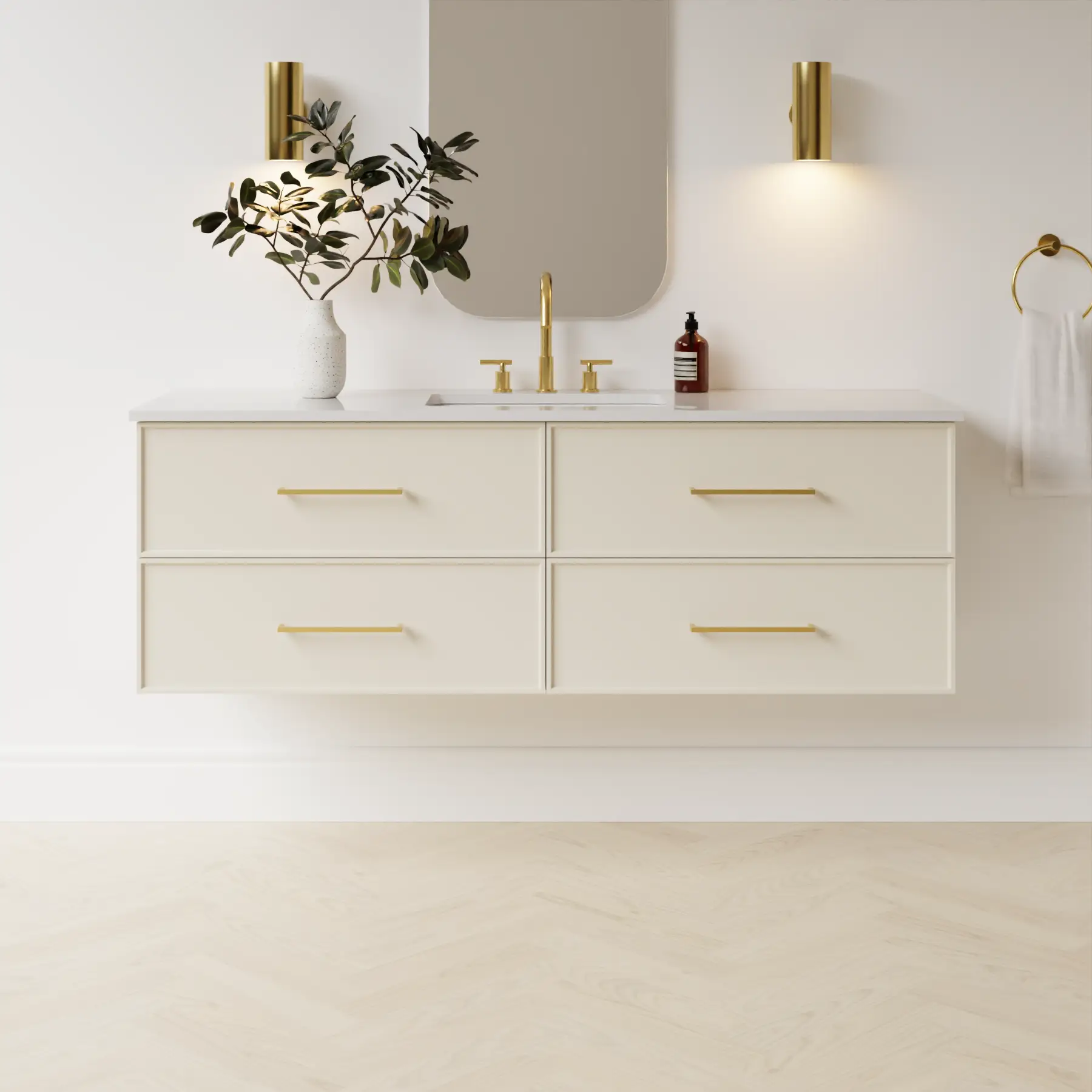 grey beige satin paint vanity