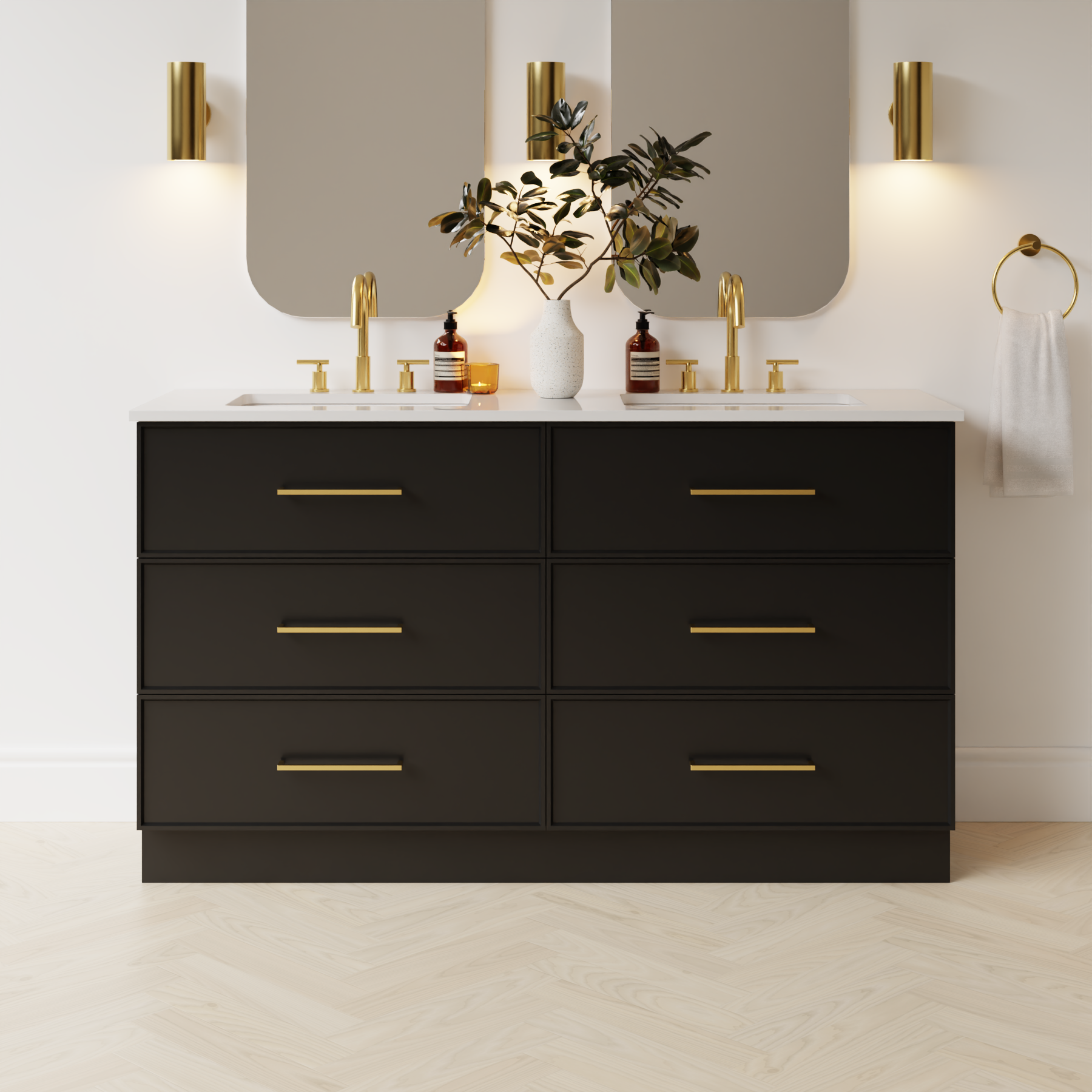 black satin paint vanity