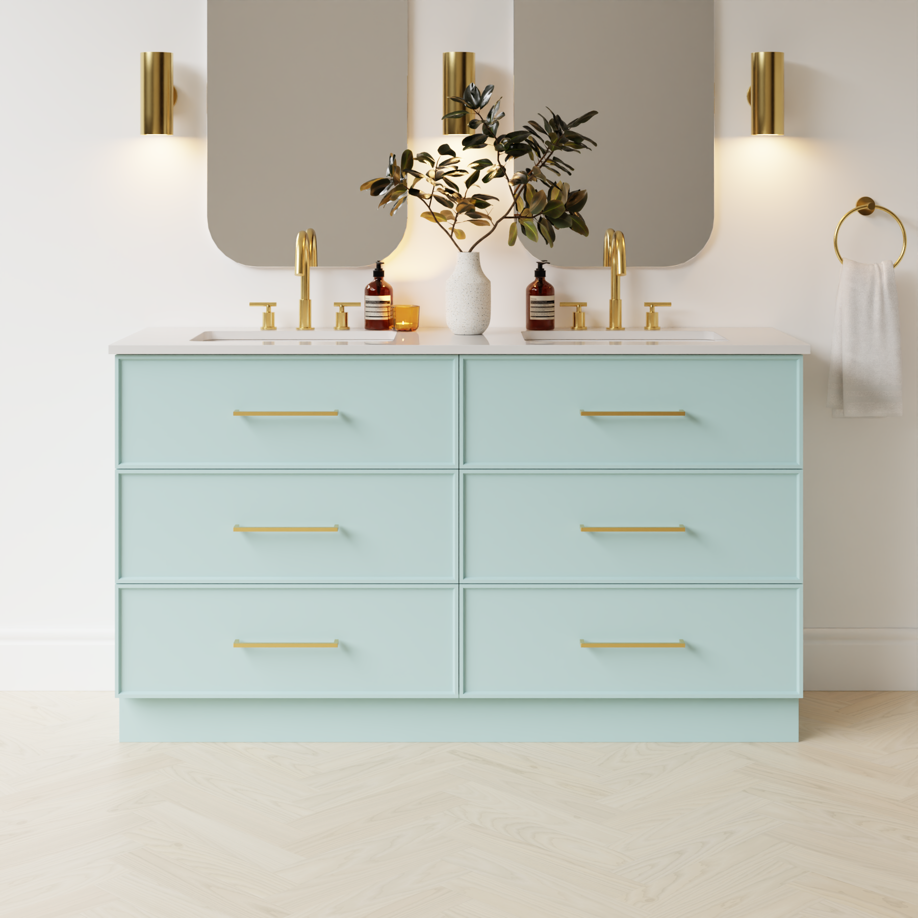 duck egg blue satin paint vanity