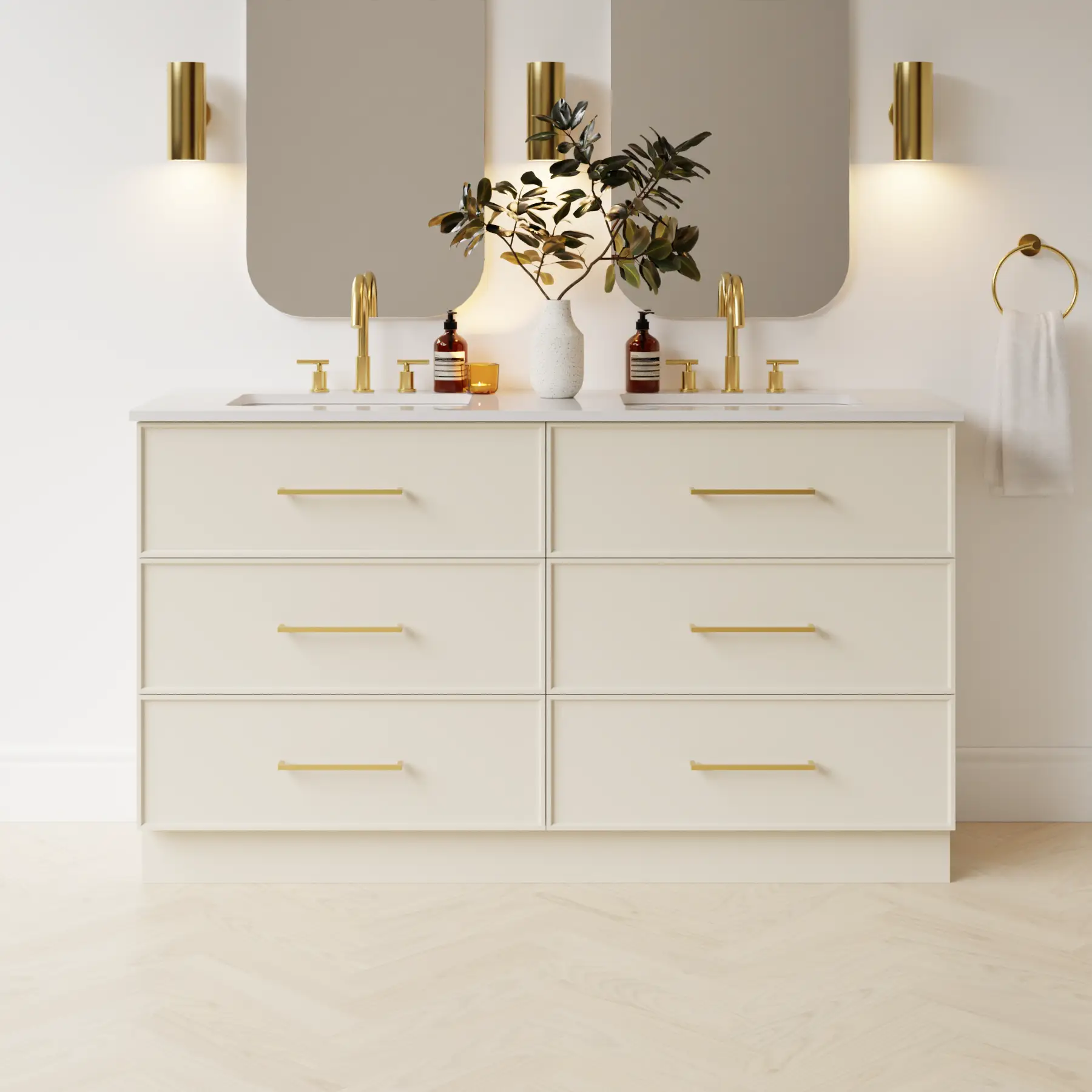 grey beige satin paint vanity
