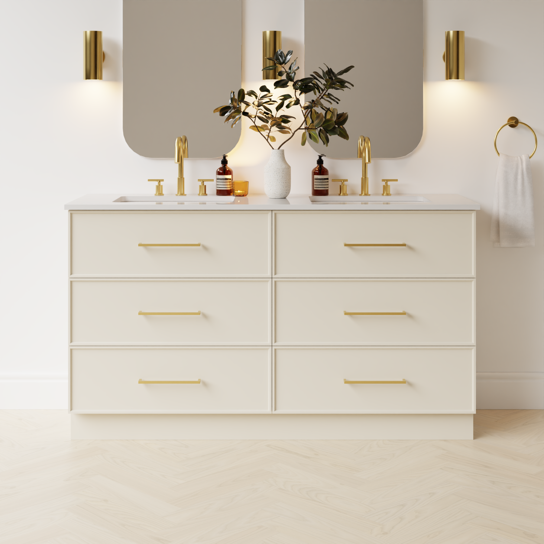 grey beige satin paint vanity
