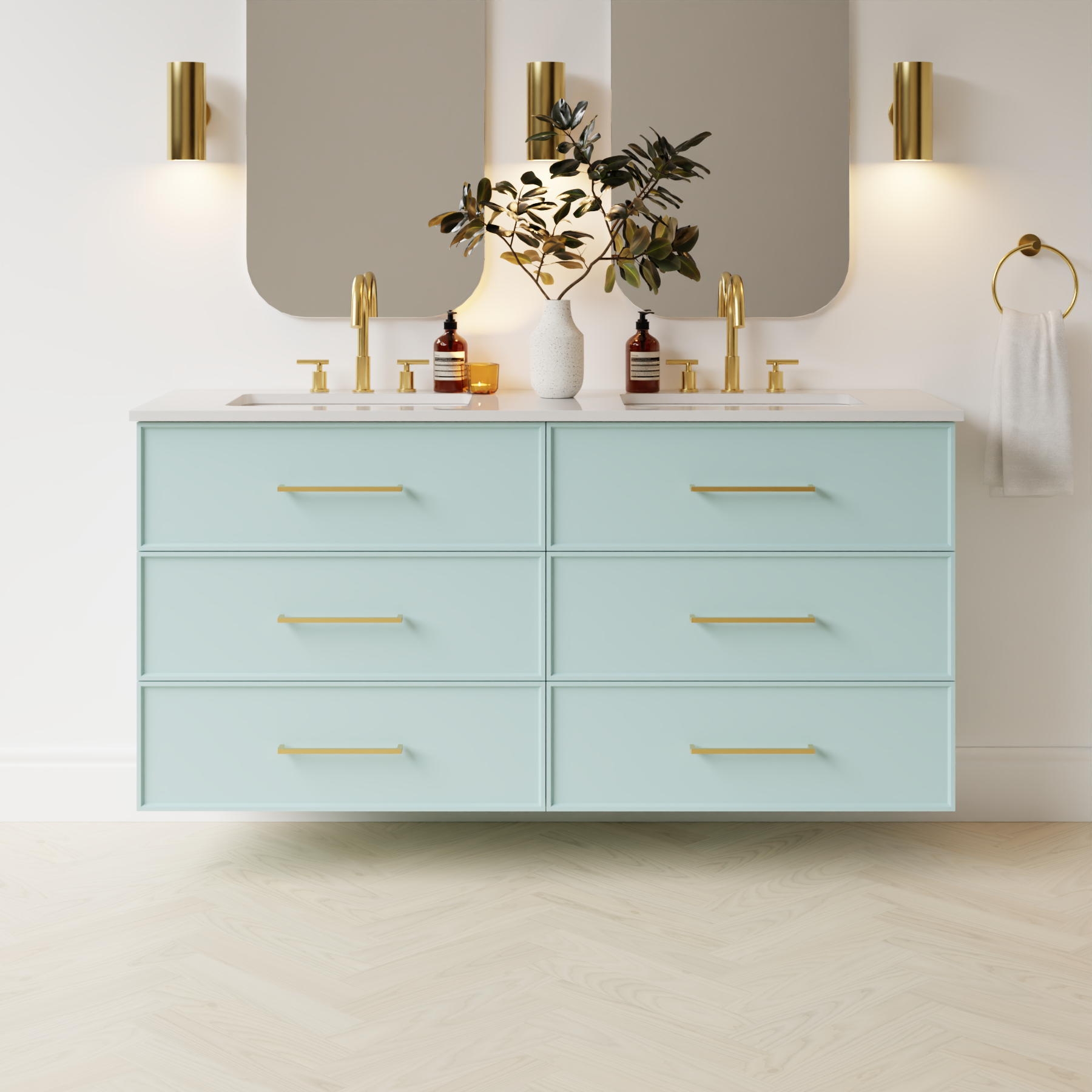 duck egg blue satin paint vanity