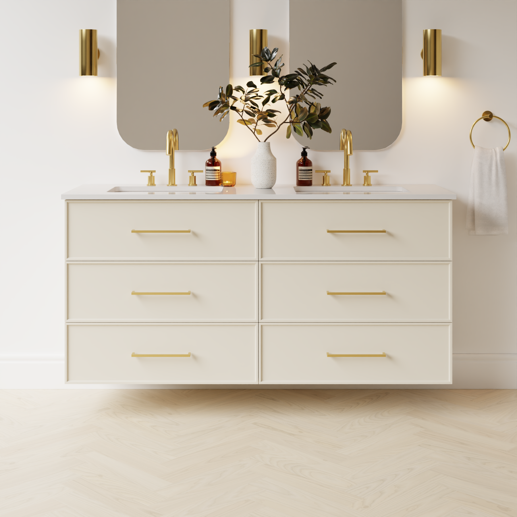 grey beige satin paint vanity