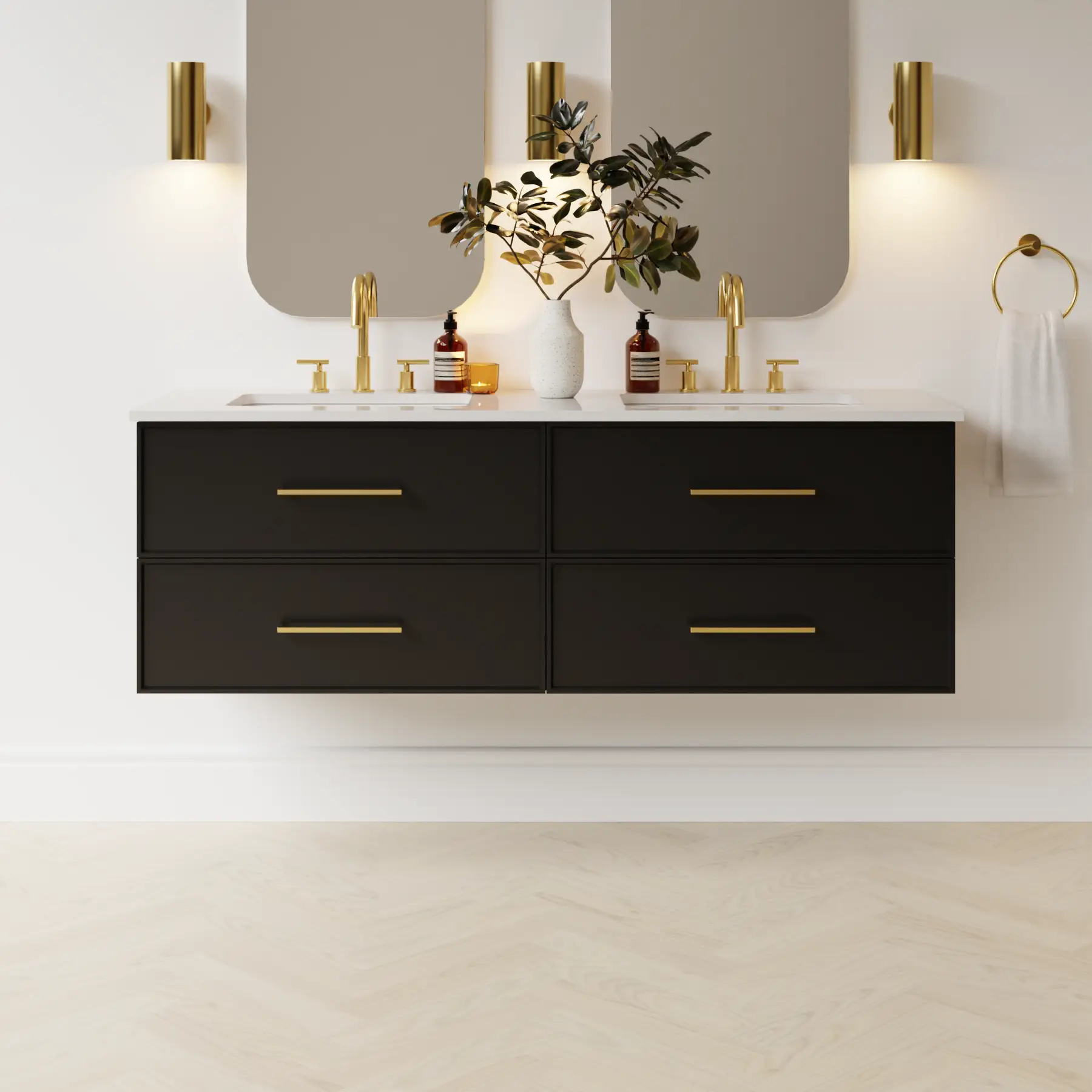 black satin paint vanity