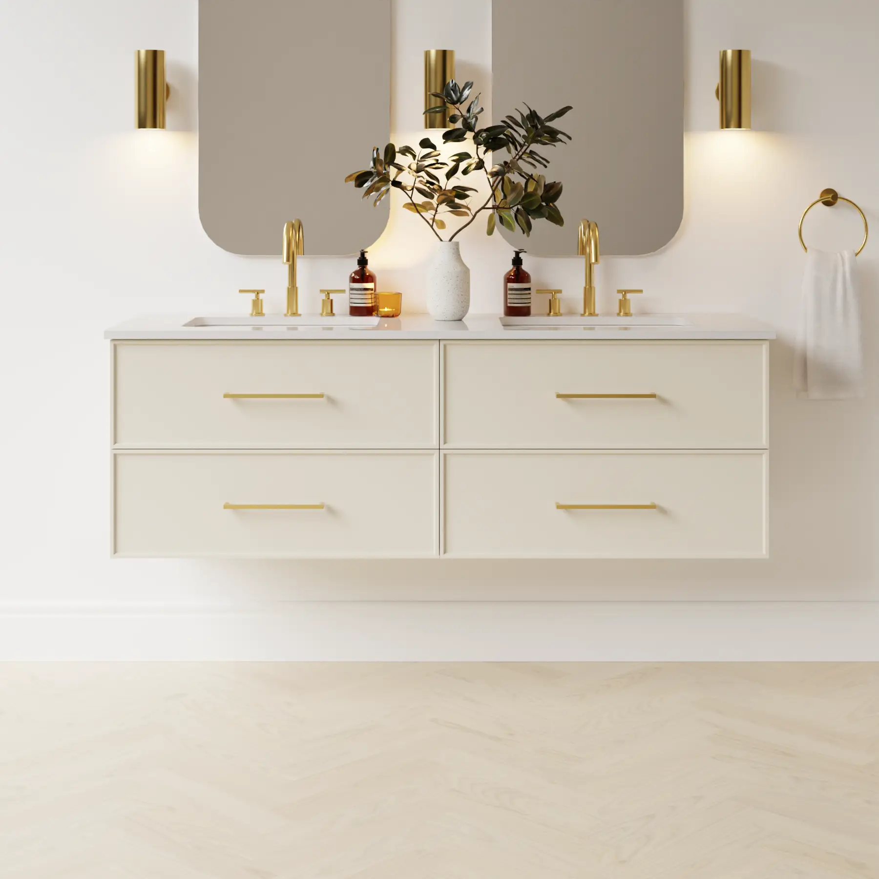 grey beige satin paint vanity