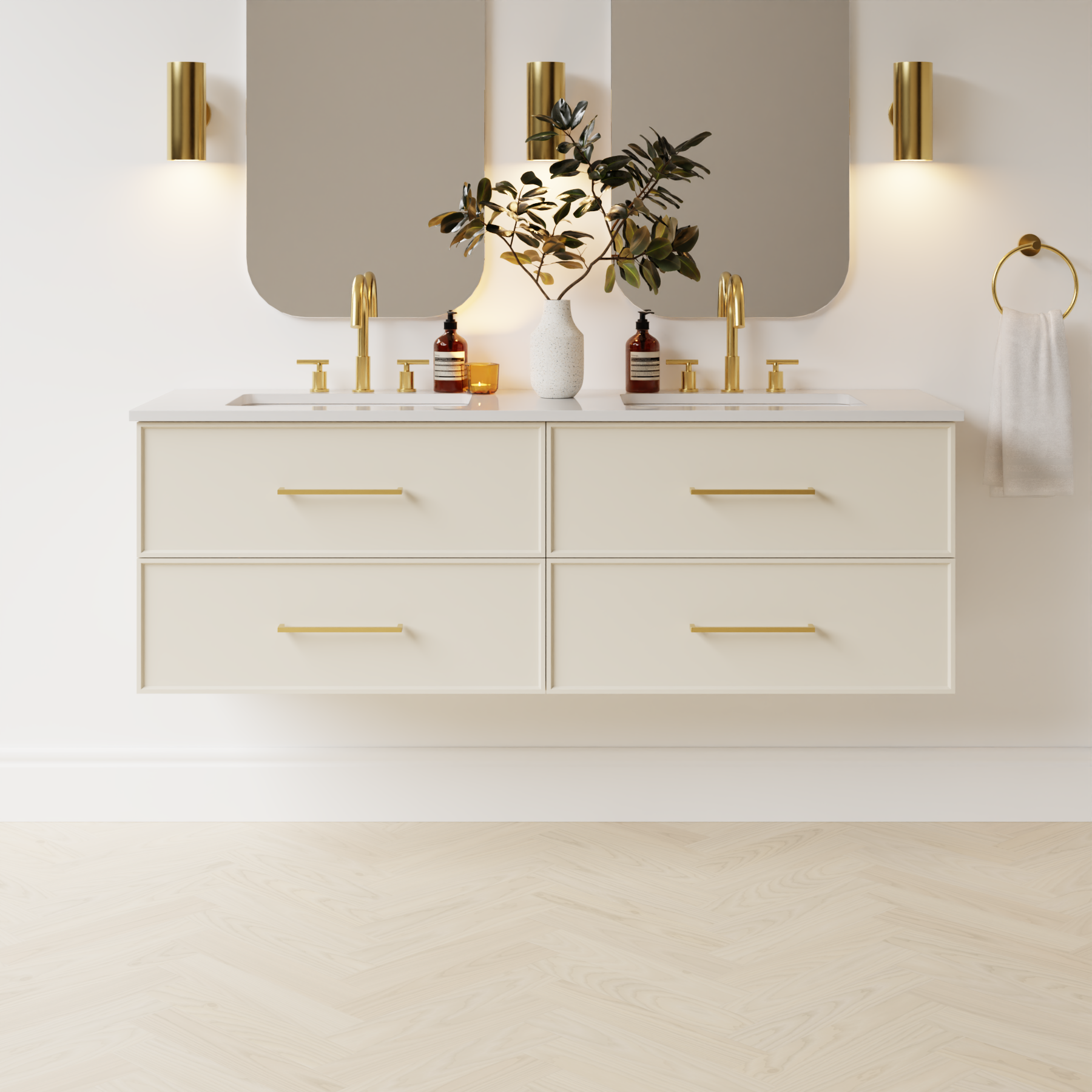 grey beige satin paint vanity