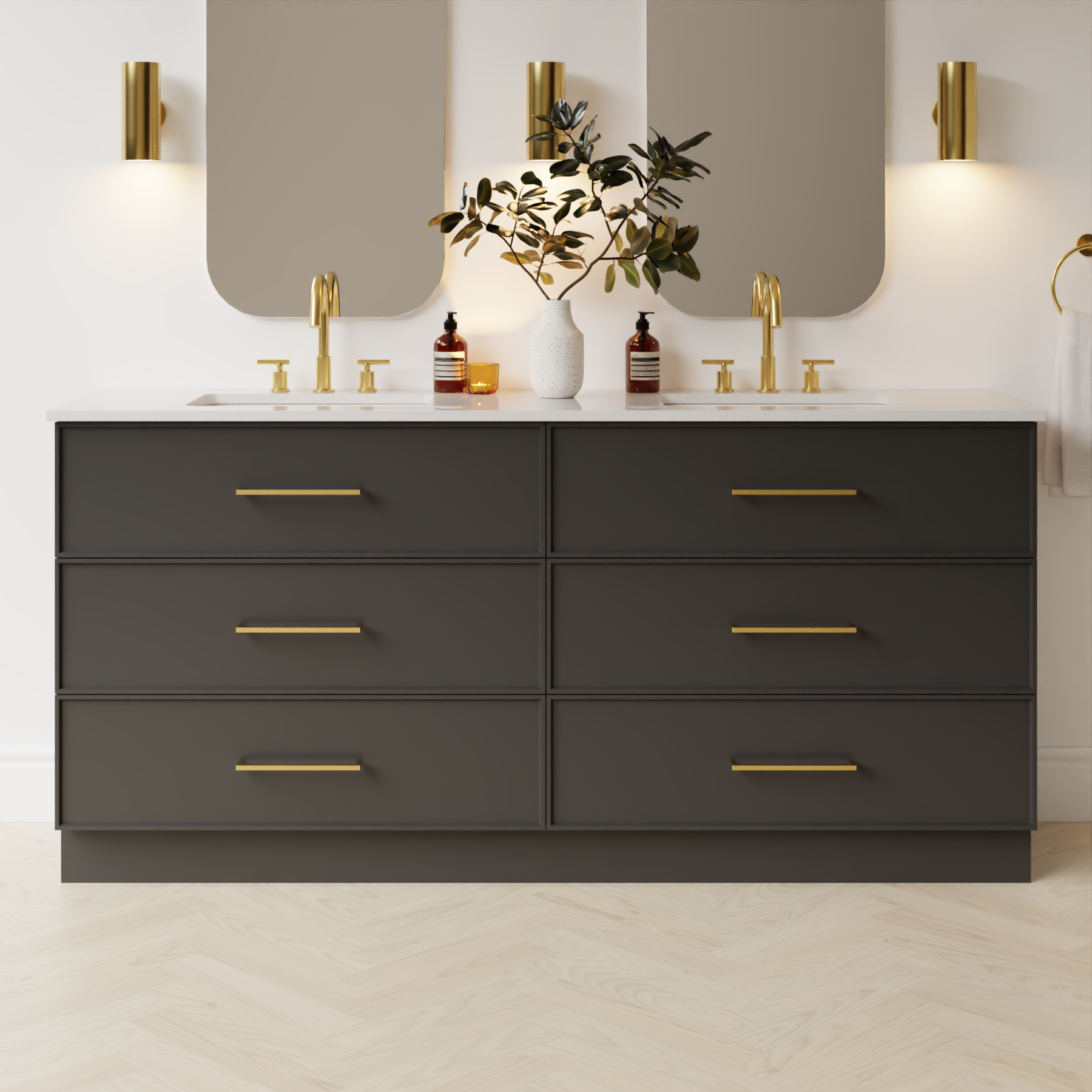 dark grey satin paint vanity