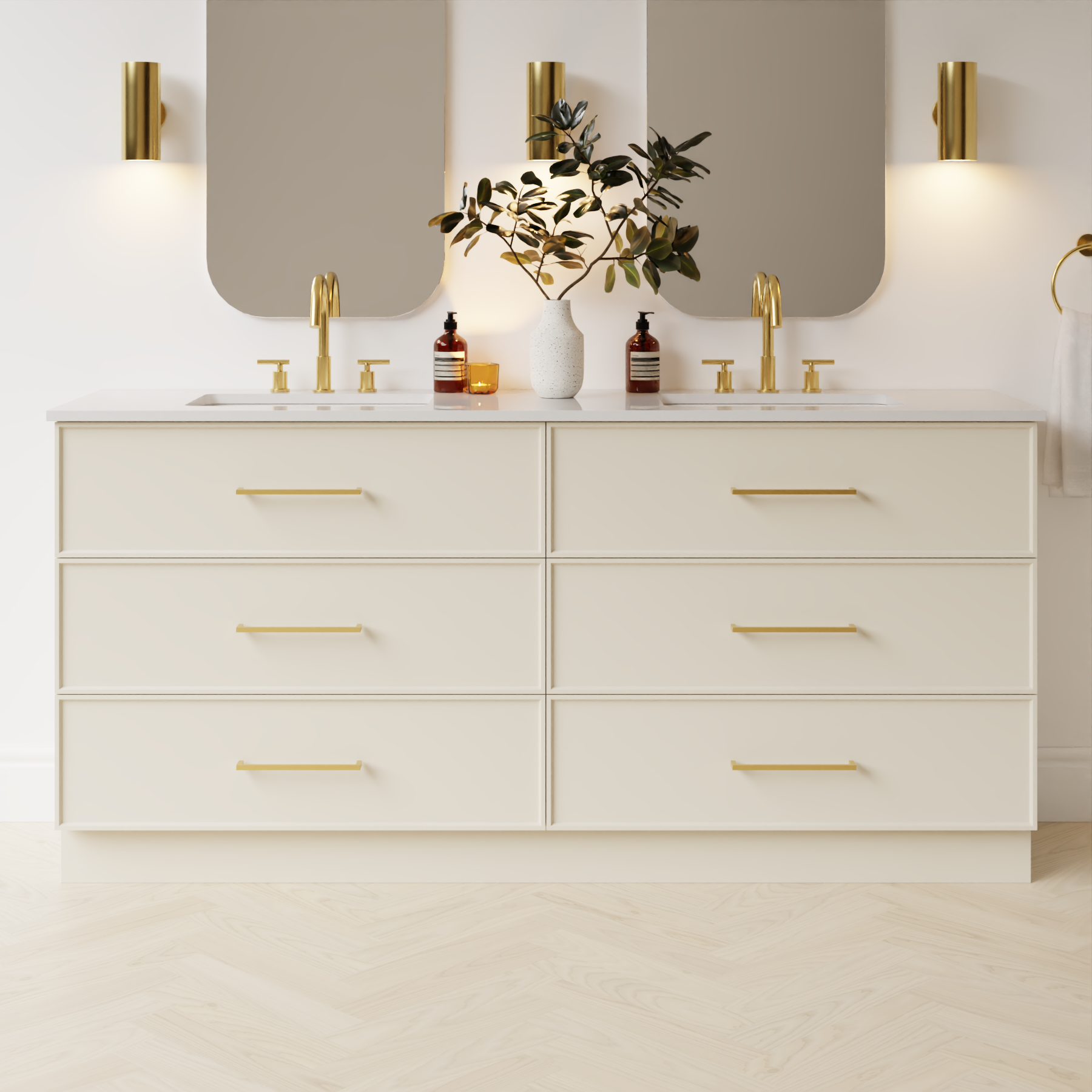grey beige satin paint vanity