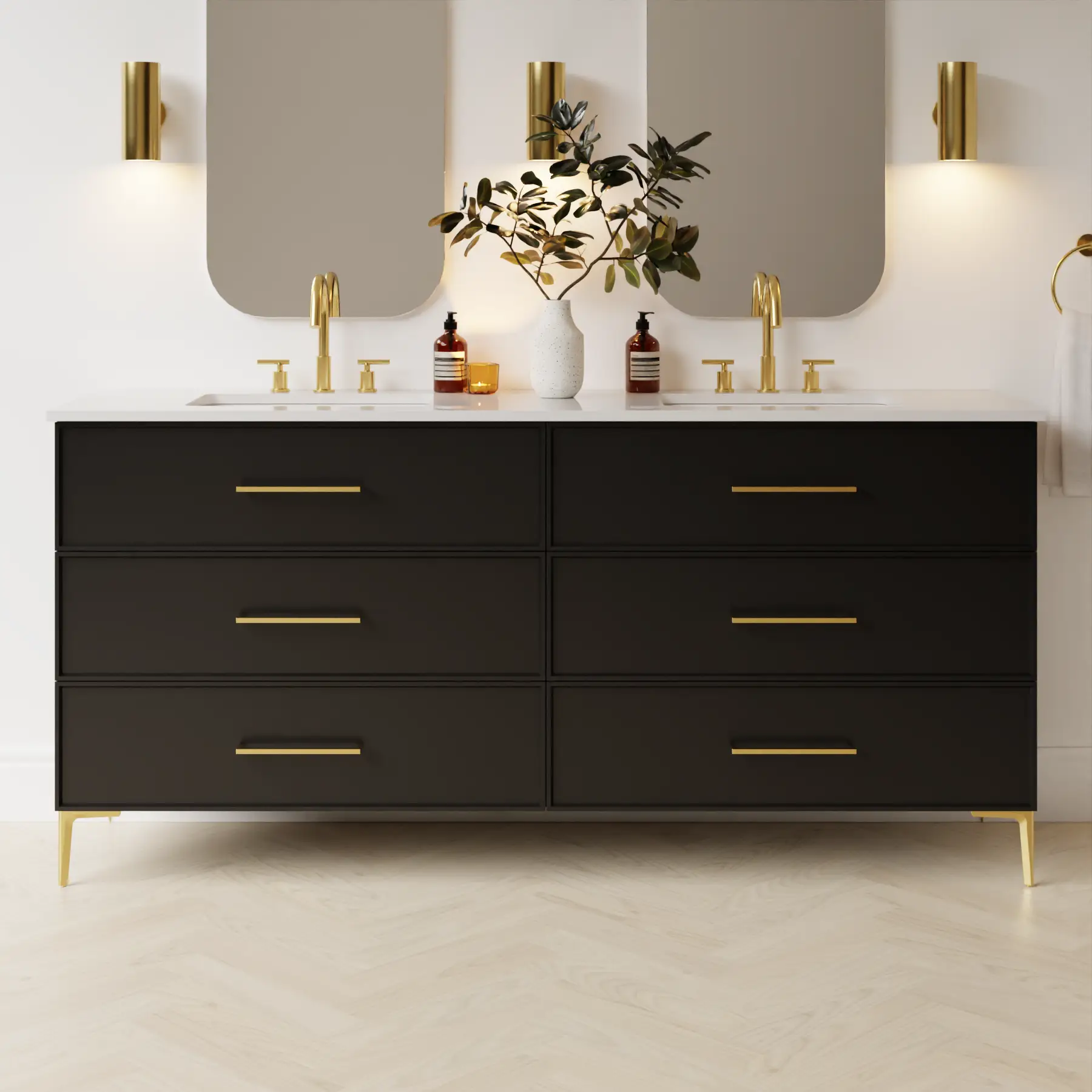 black satin paint vanity