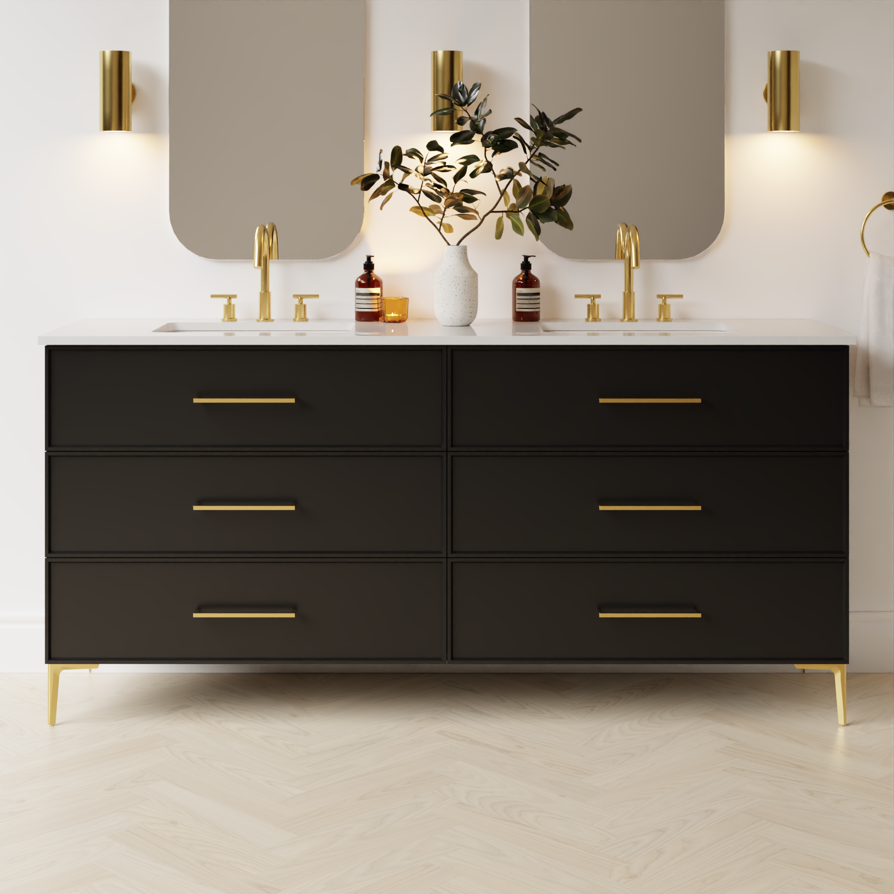 black satin paint vanity