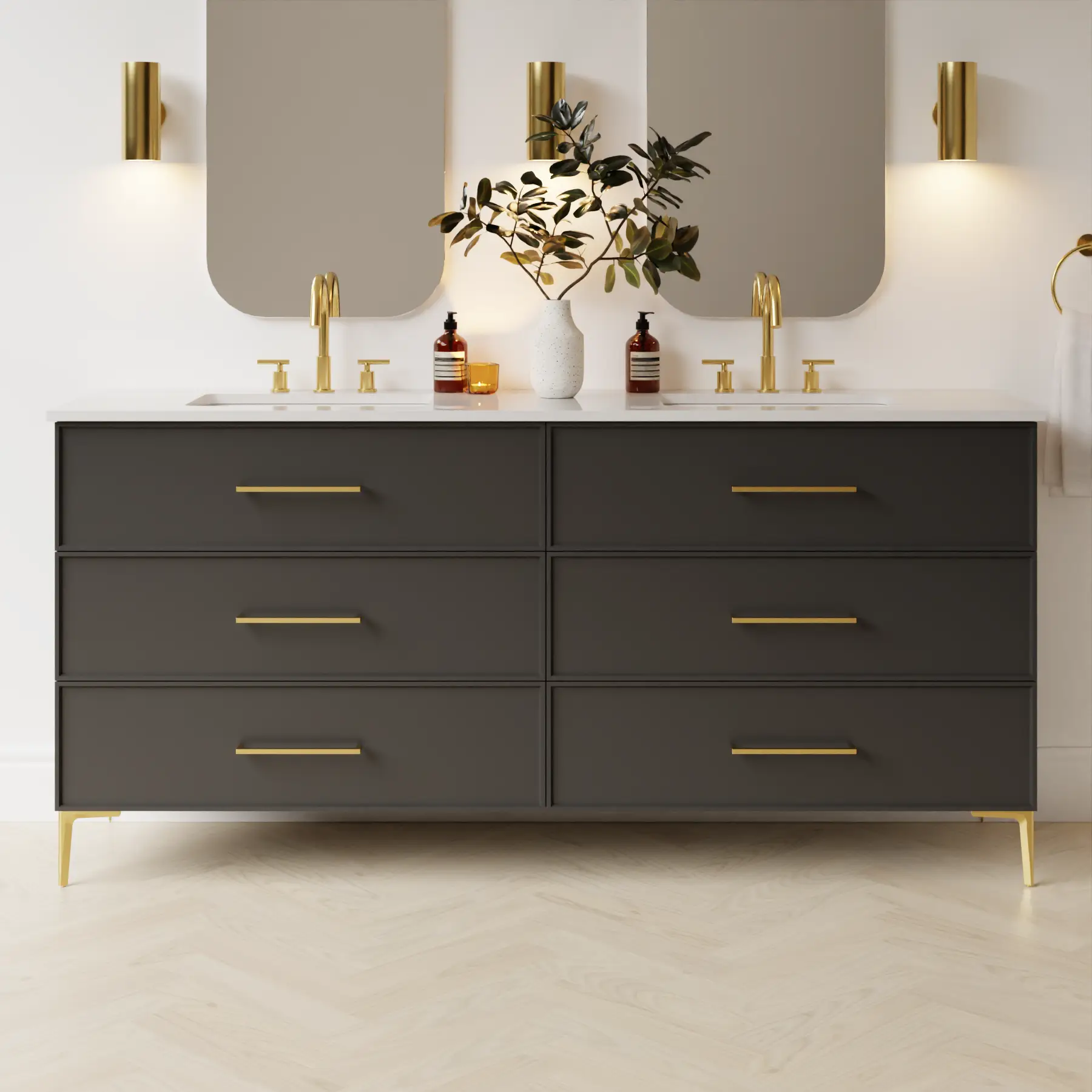dark grey satin paint vanity