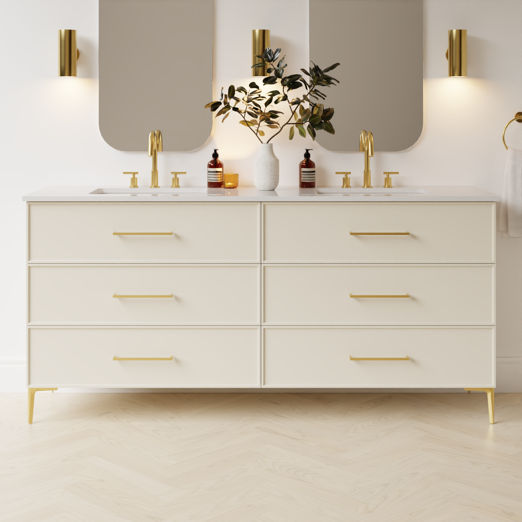 grey beige satin paint vanity