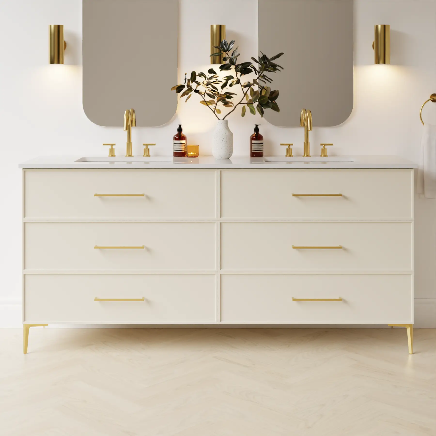grey beige satin paint vanity