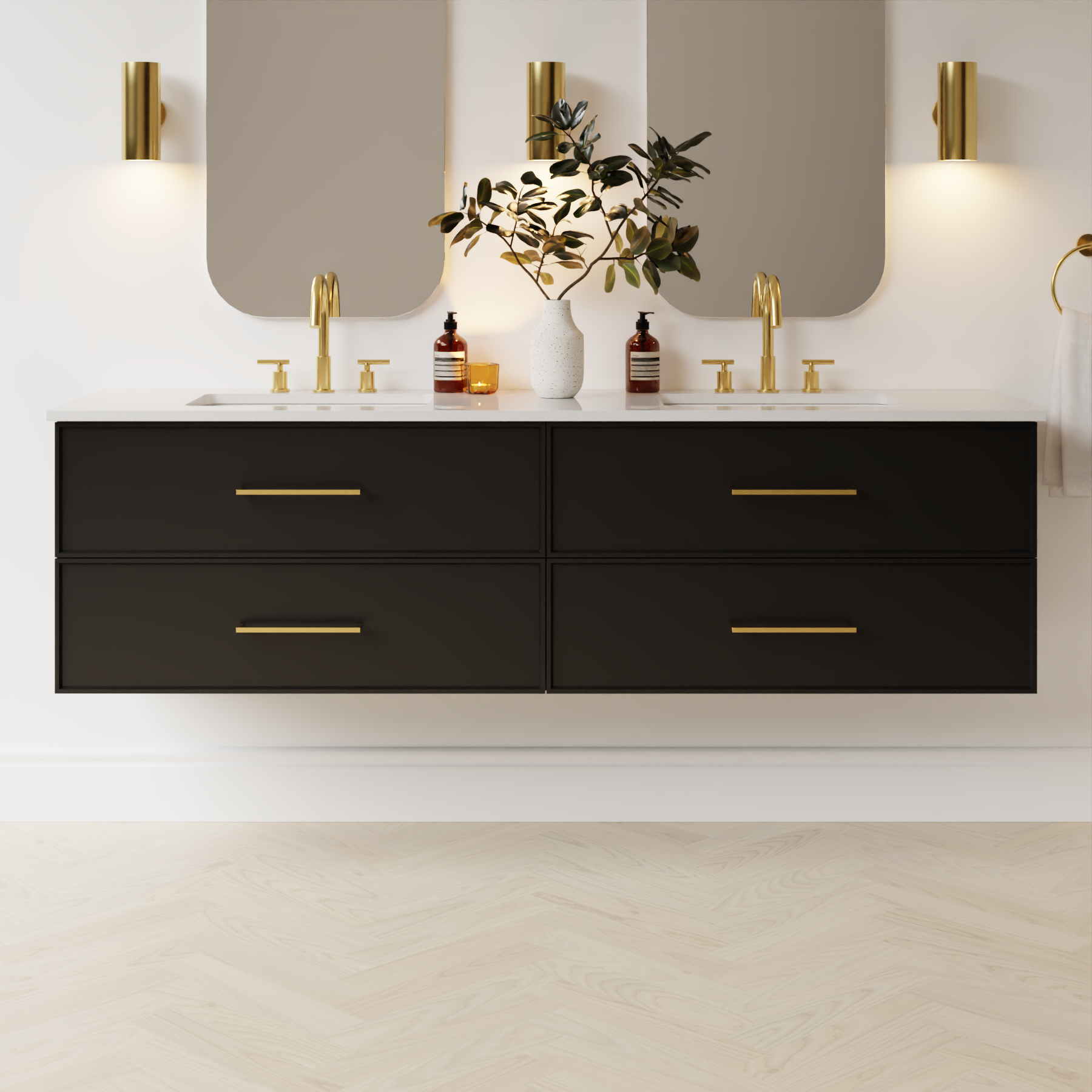black satin paint vanity
