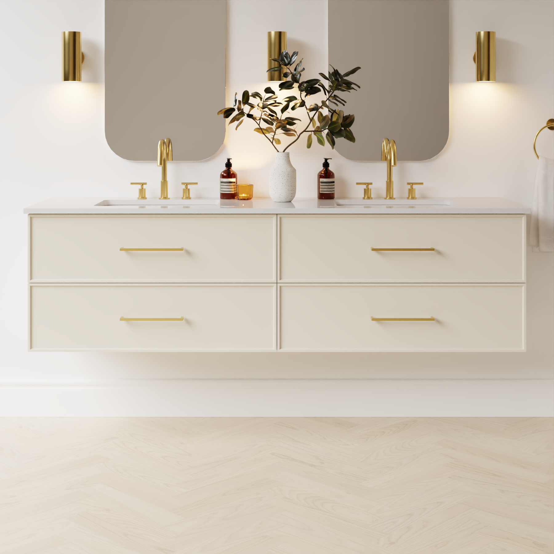 grey beige satin paint vanity