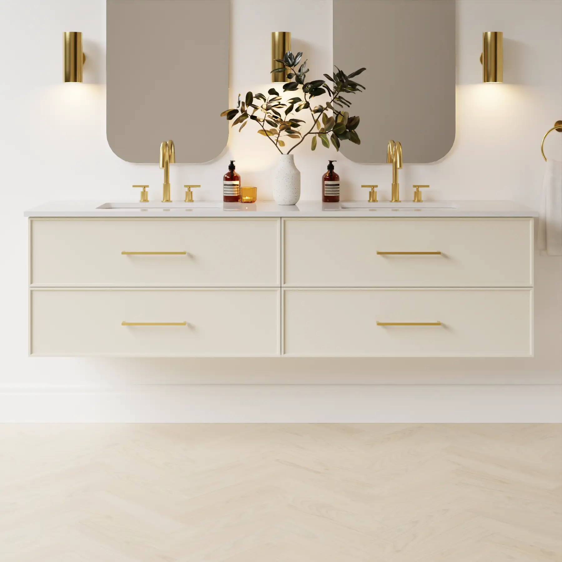 grey beige satin paint vanity