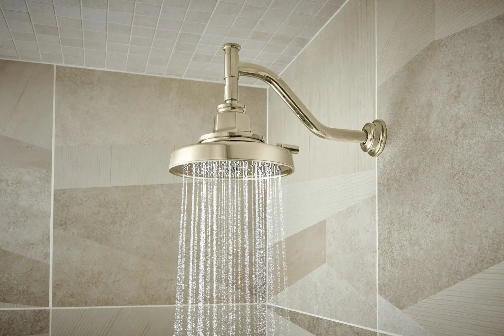 polished nickel shower head
