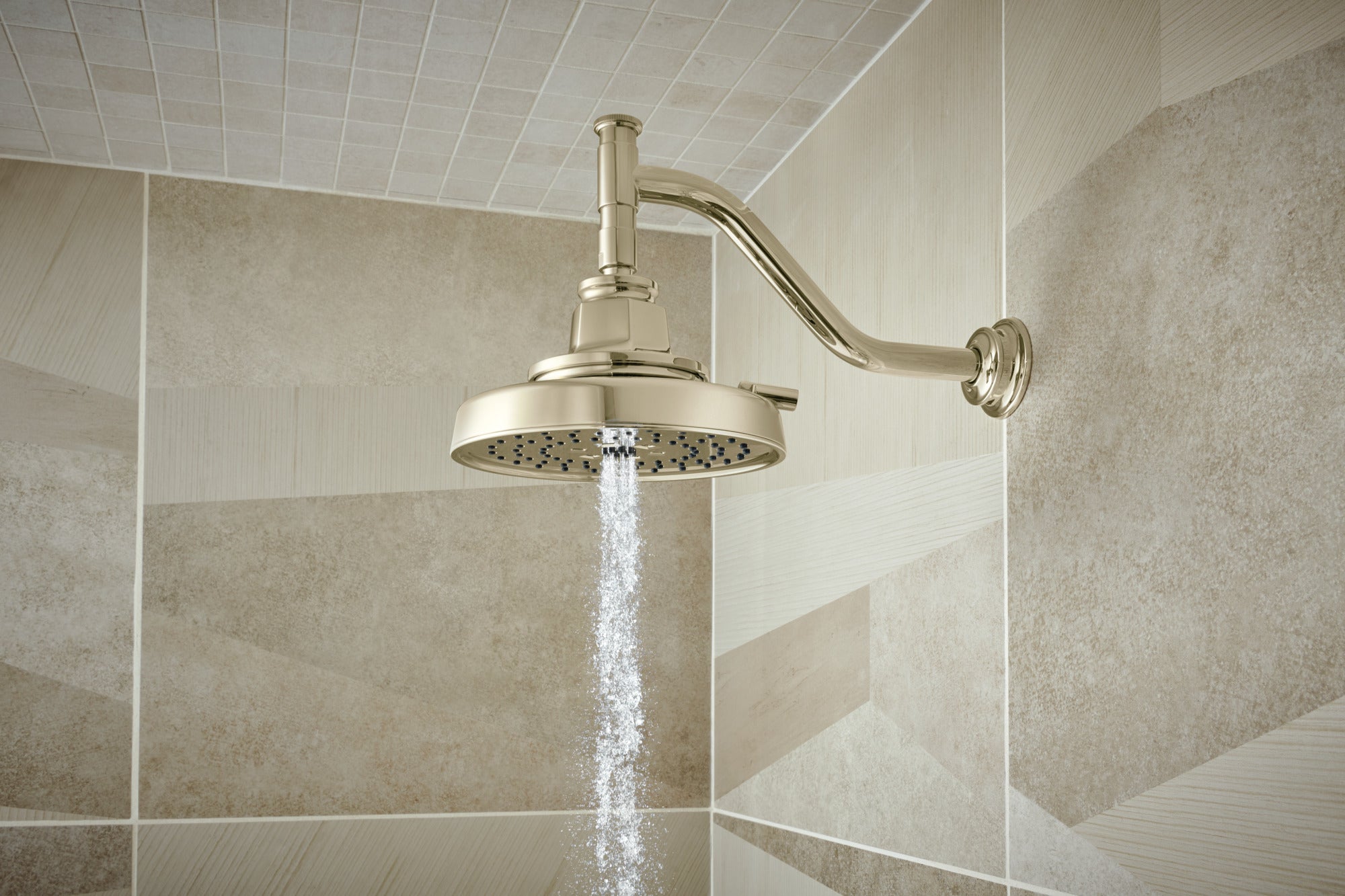 polished nickel shower head