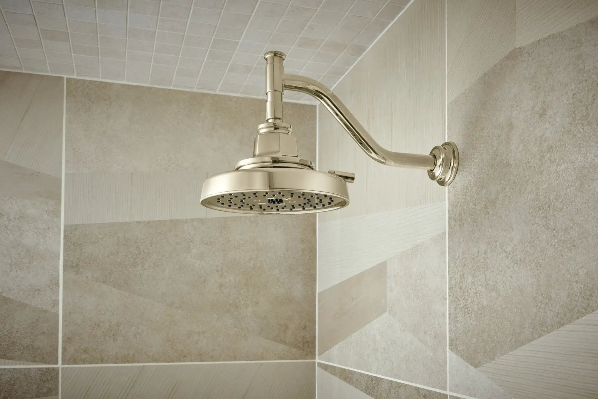 polished nickel shower head