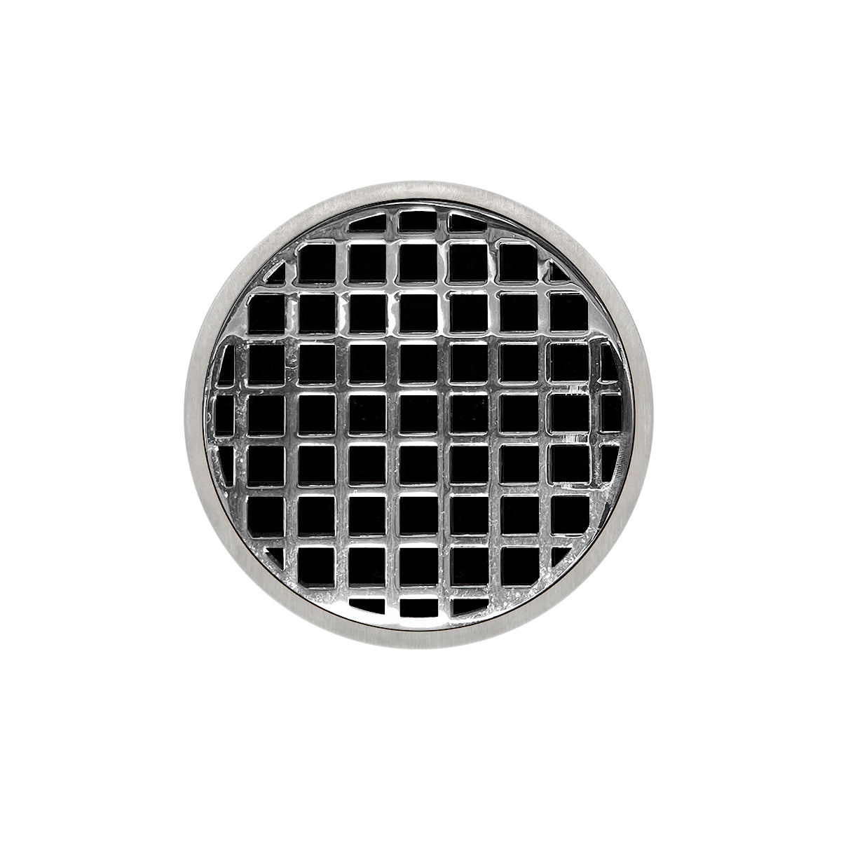 Infinity Drain 5" Round RQD 5 High Flow Complete Kit with Squares Pattern Decorative Plate with ABS Drain Body, 3" Outlet