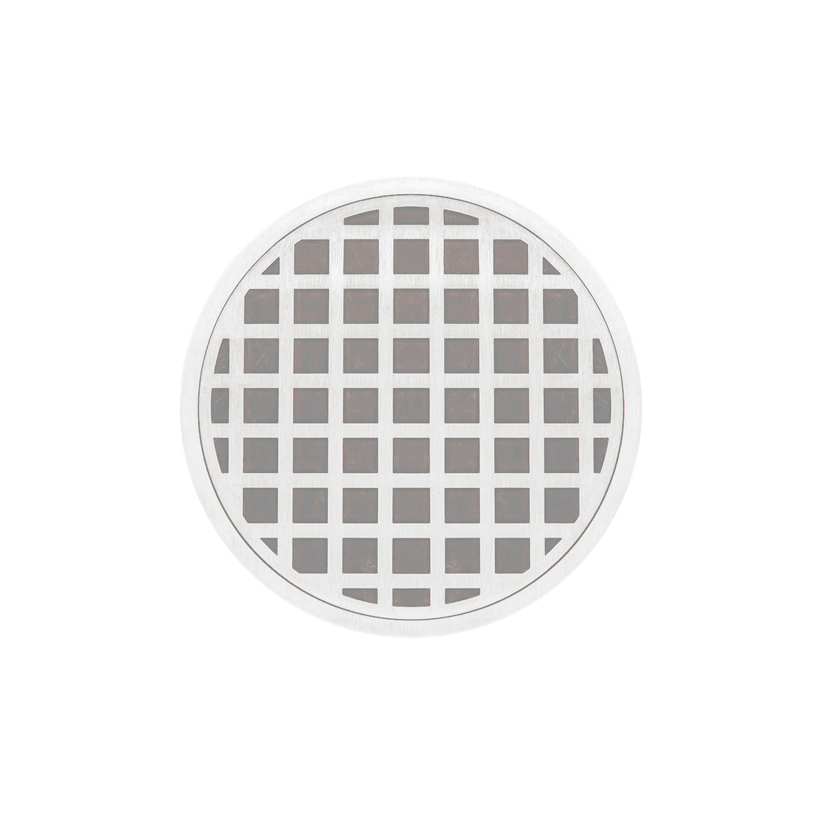 Infinity Drain 5" Round RQDB 5 Complete Kit with Squares Pattern Decorative Plate with ABS Bonded Flange Drain Body, 2", 3" and 4" Outlet