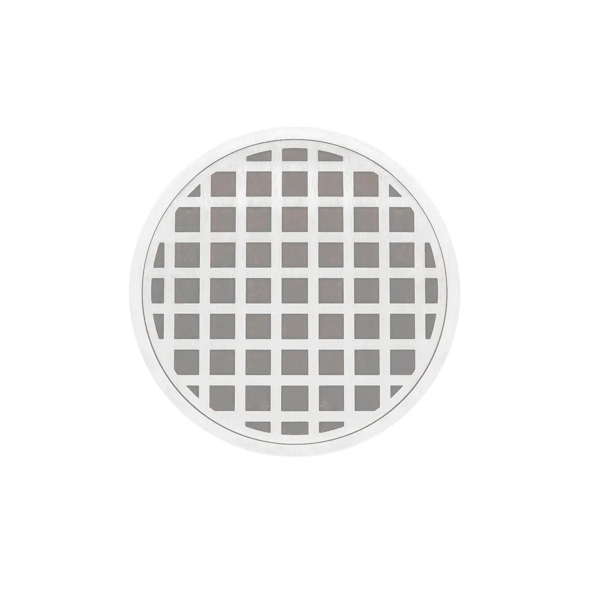 Infinity Drain 5" Round RQDB 5 Complete Kit with Squares Pattern Decorative Plate with PVC Bonded Flange Drain Body, 2", 3" and 4" Outlet by Infinity Drain