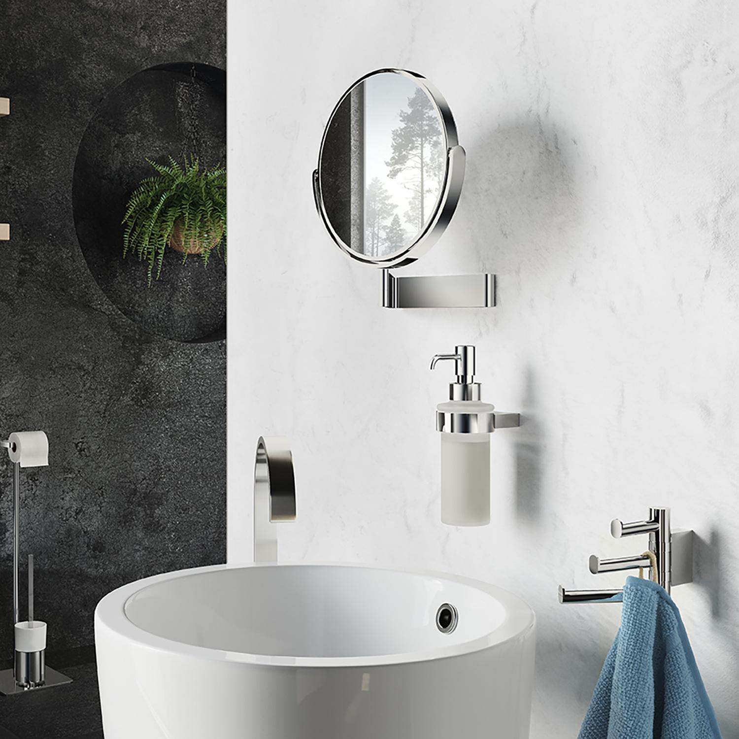 polished chrome make-up mirror