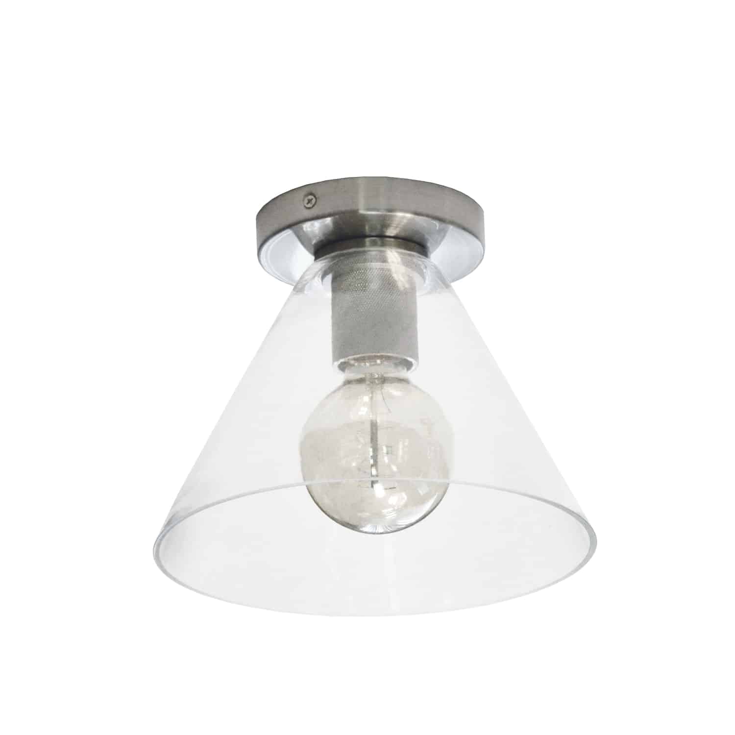 satin chrome with clear glass flush mount