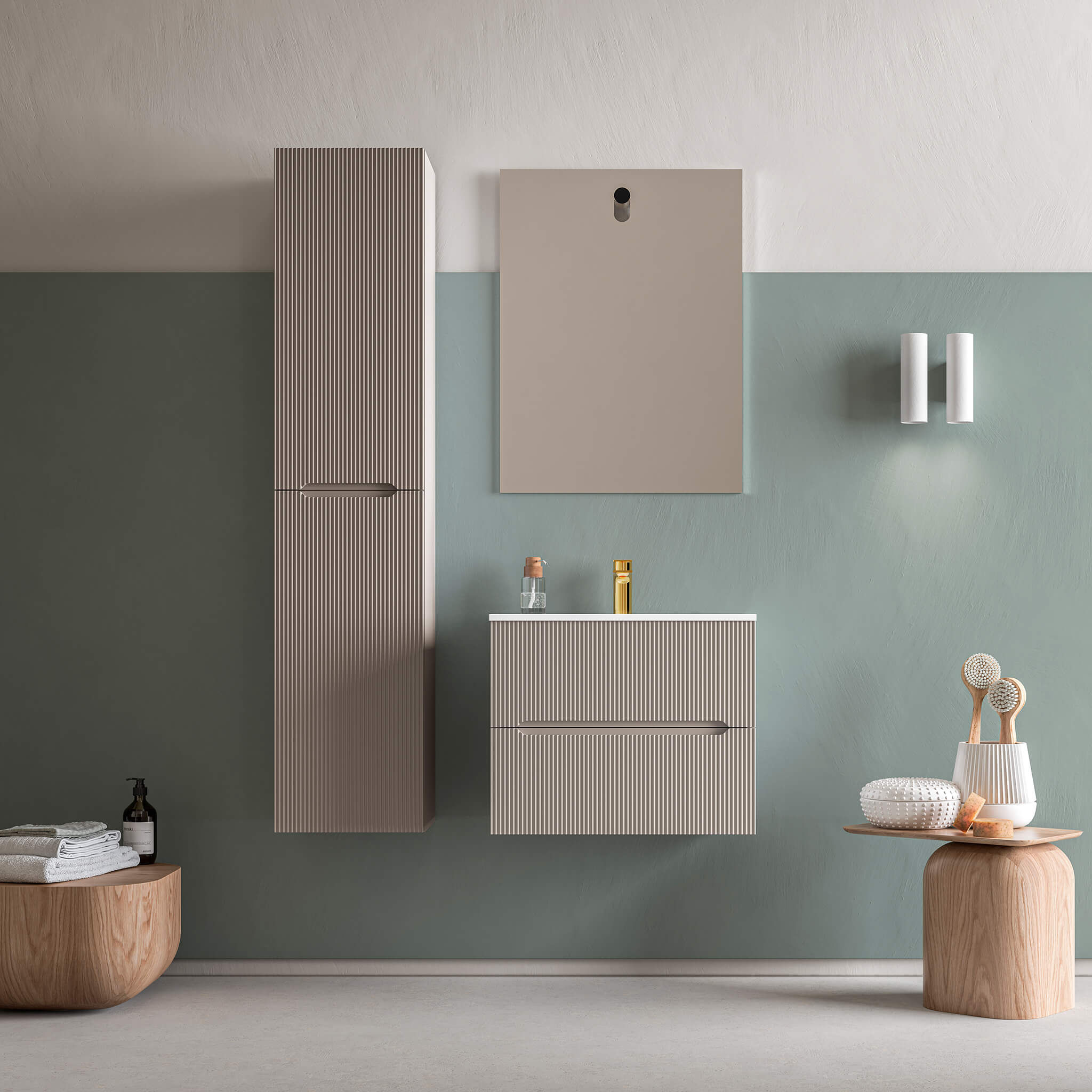warm grey matte vanity