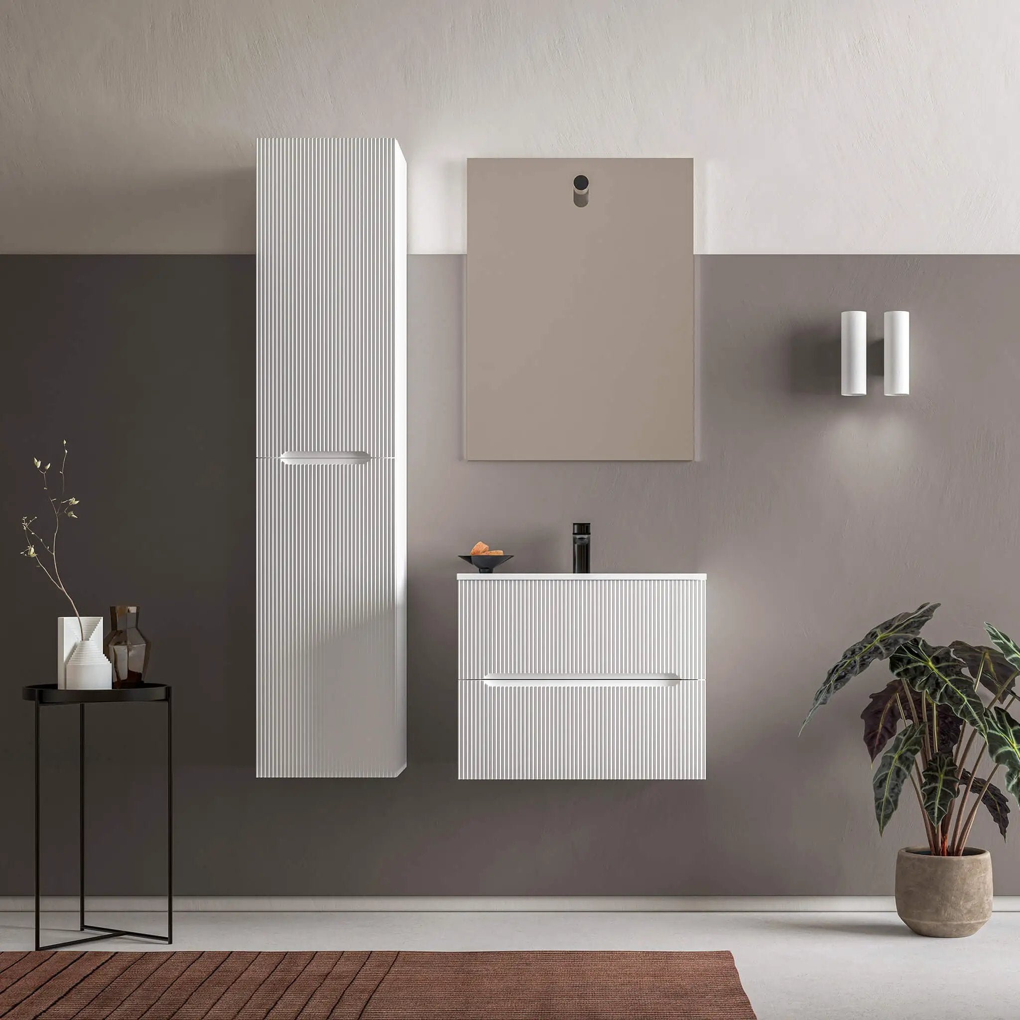 white matte vanity