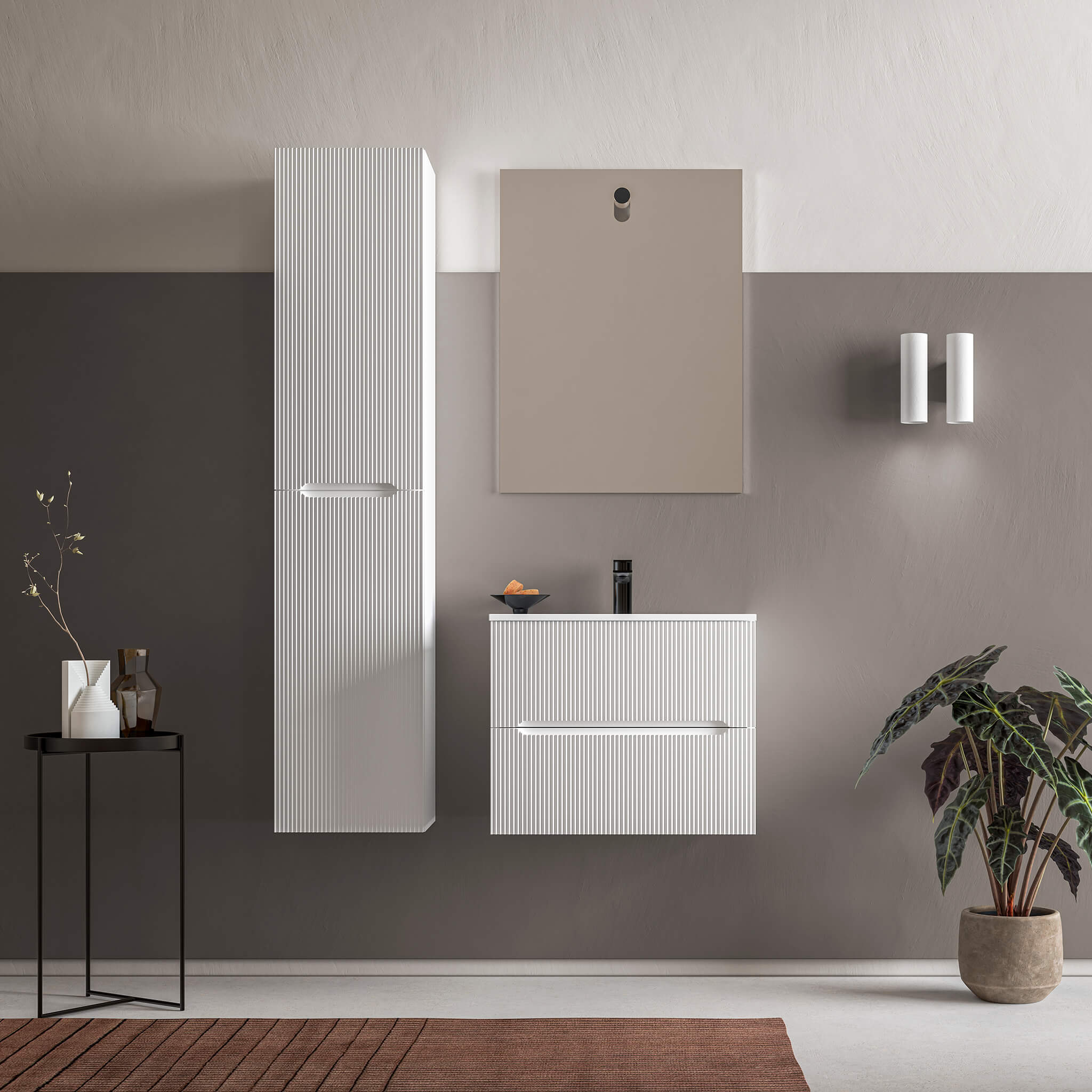 white matte vanity