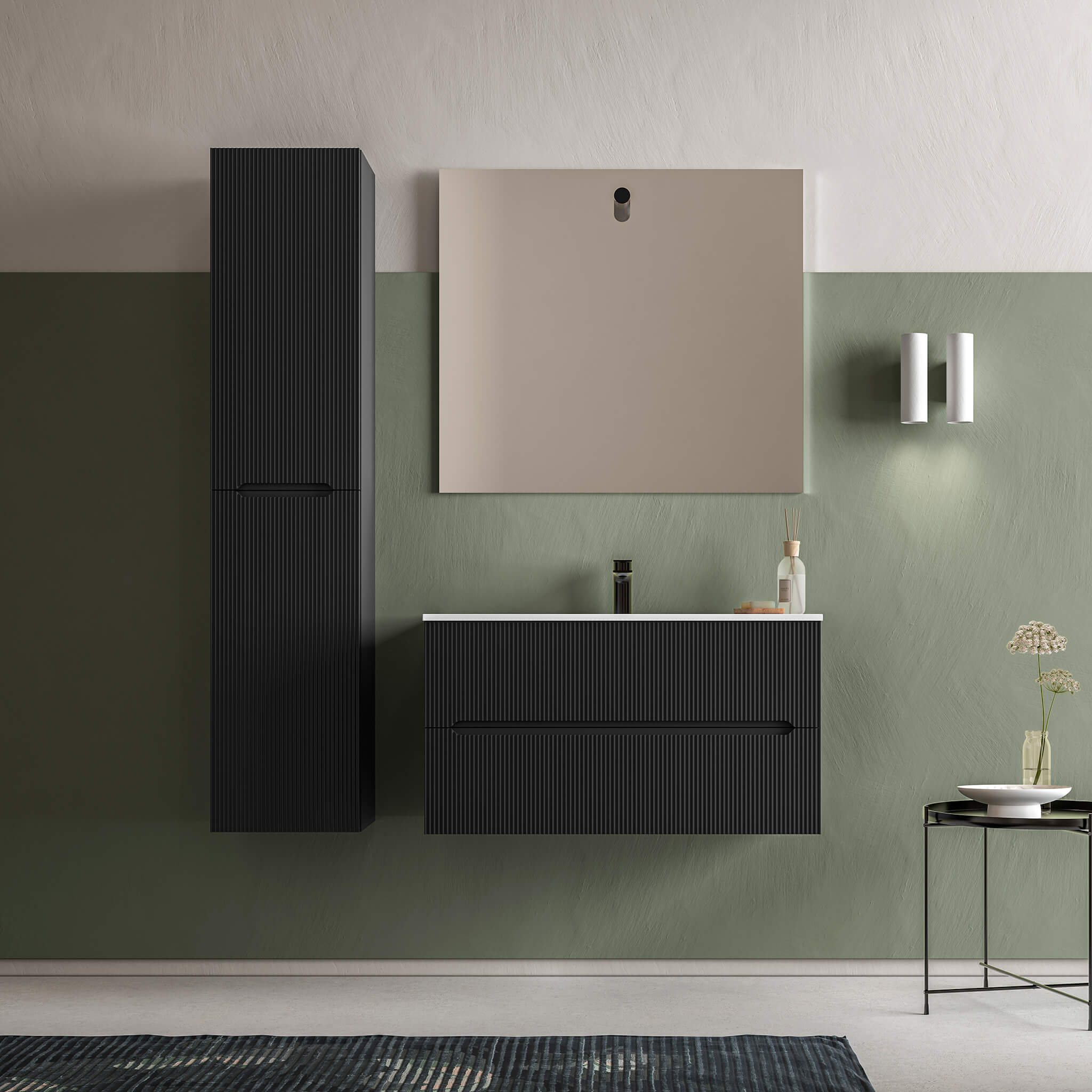 black matte linen cabinet