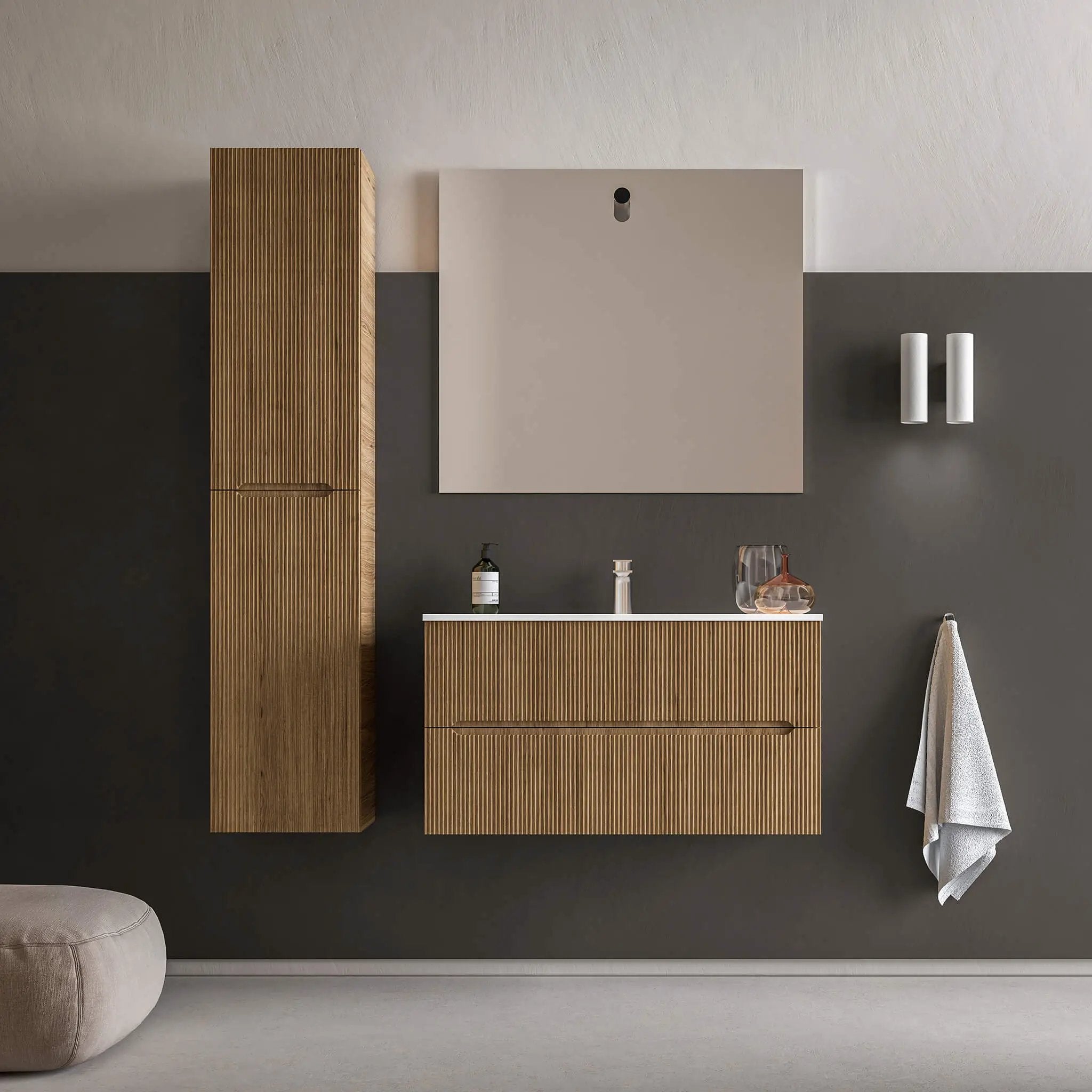 light wood linen cabinet